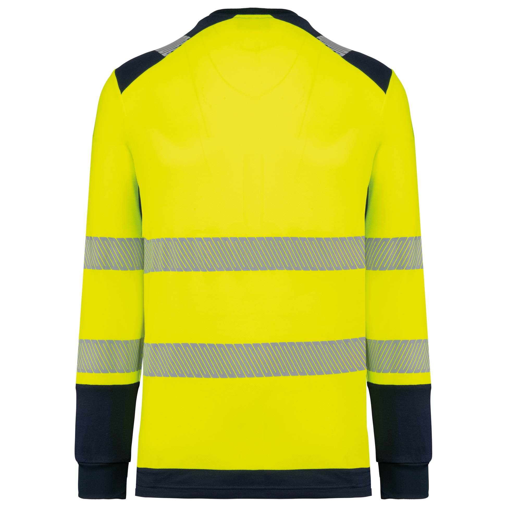 T-SHIRT DE SÉCURITÉ RECYCLÉ COL ROND MANCHES LONGUES UNISEXE - WK361 TOPTEX-HI-VIZ-ORANGE-NAVY