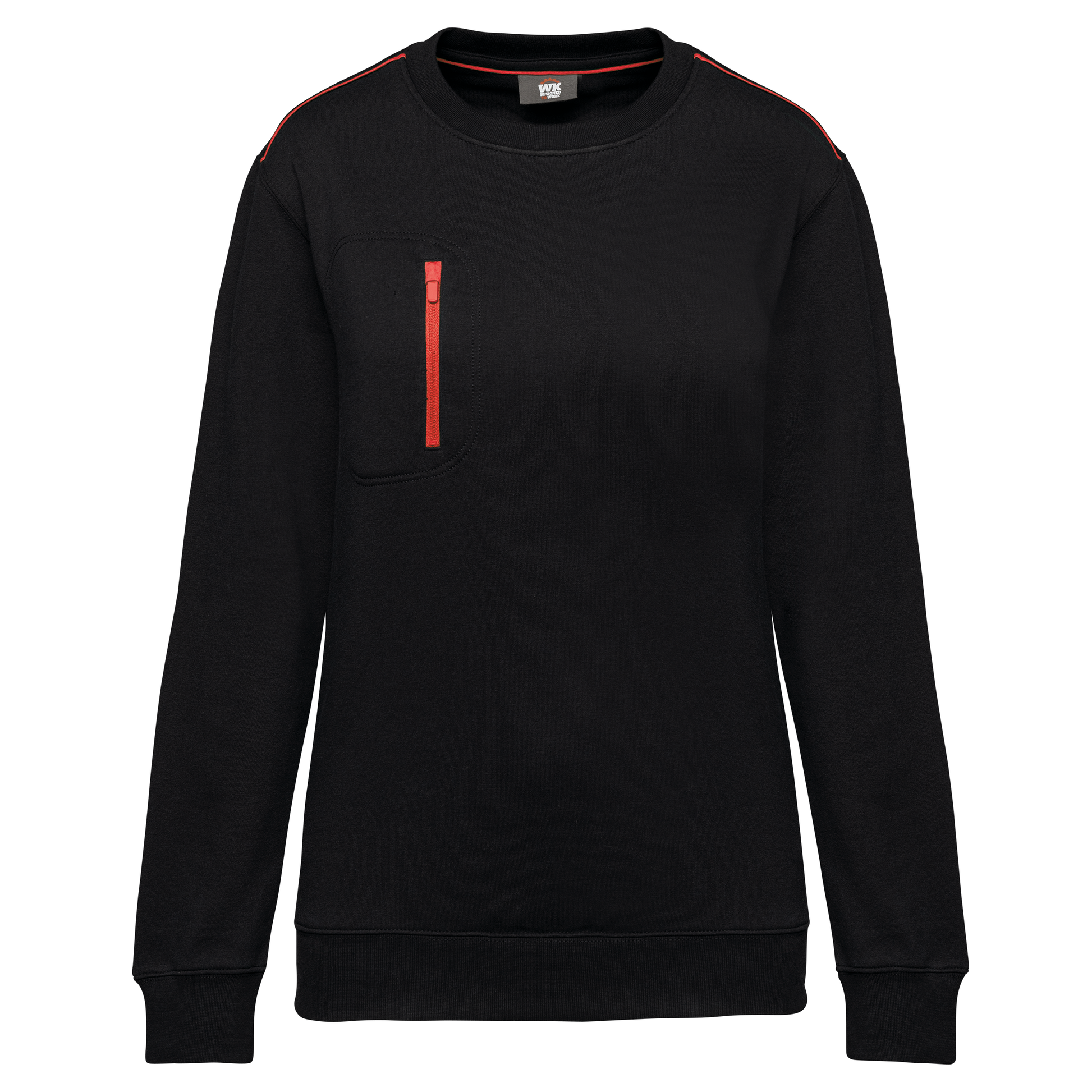 SWEAT-SHIRT DAY TO DAY ZIP POCHE CONTRASTÉE UNISEXE - WK403 TOPTEX-BLACK-KELLY-GREEN
