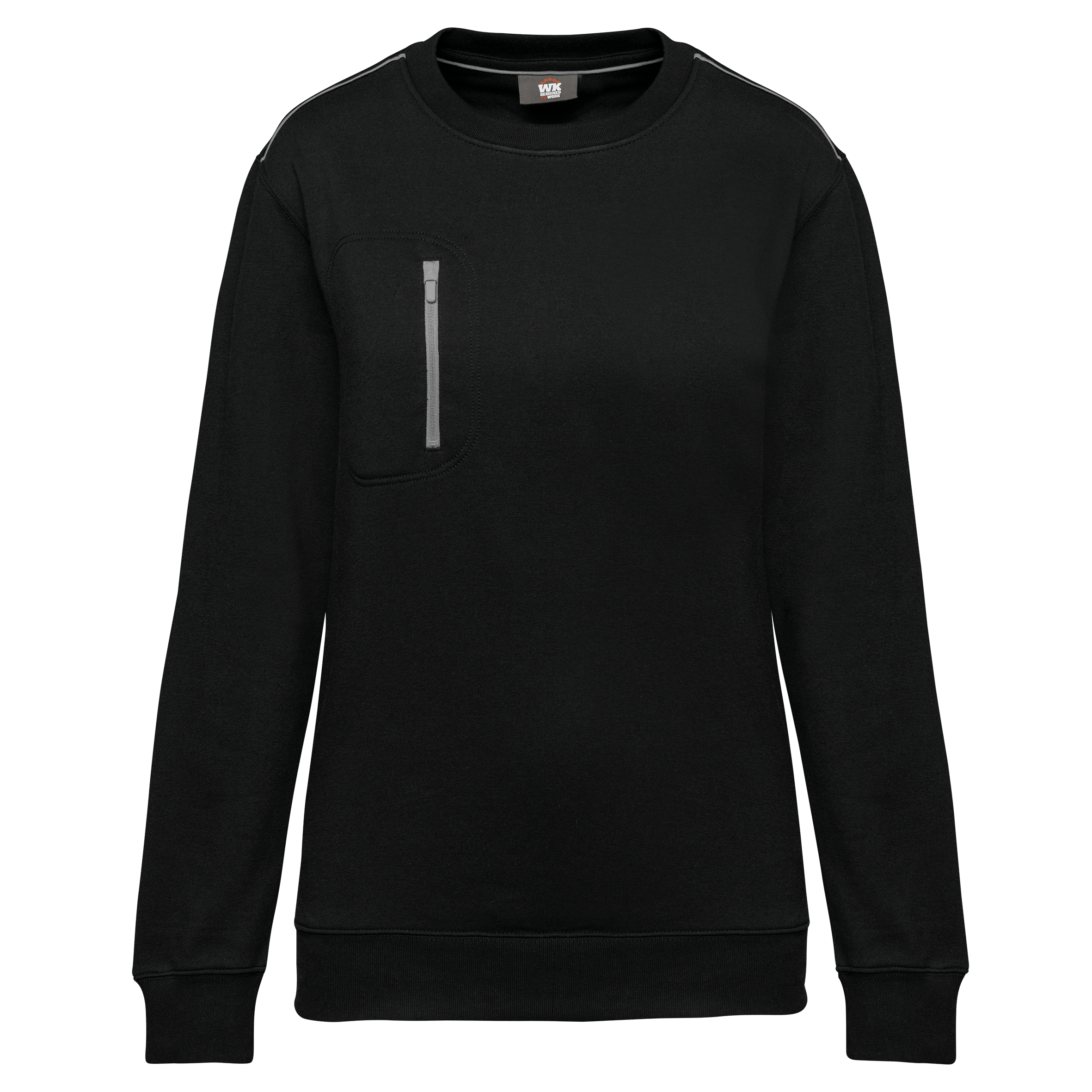 Image of SWEAT-SHIRT DAY TO DAY ZIP POCHE CONTRASTÉE UNISEXE - WK403 TOPTEX-BLACK-KELLY-GREEN