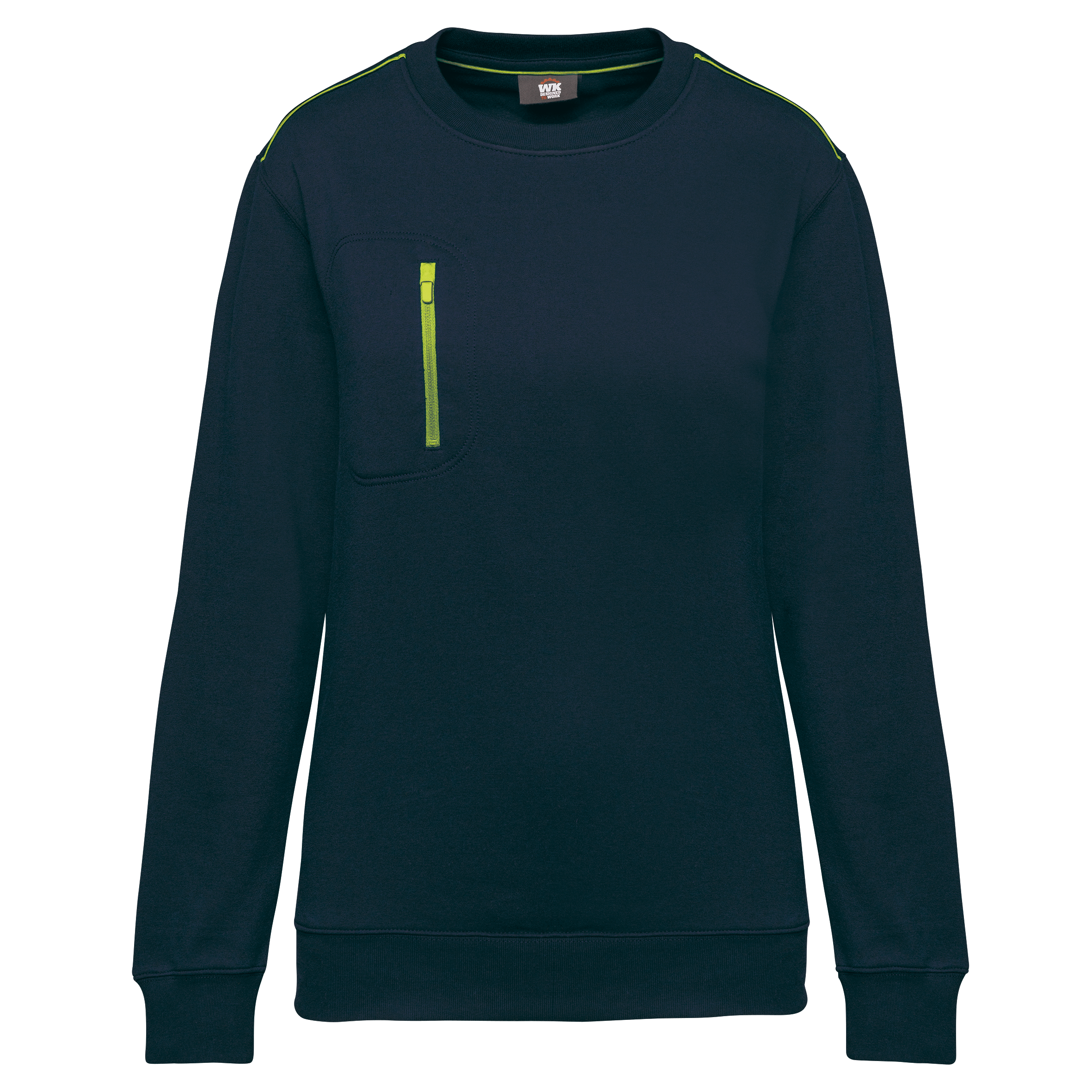 Image of SWEAT-SHIRT DAY TO DAY ZIP POCHE CONTRASTÉE UNISEXE - WK403 TOPTEX-BLACK-KELLY-GREEN