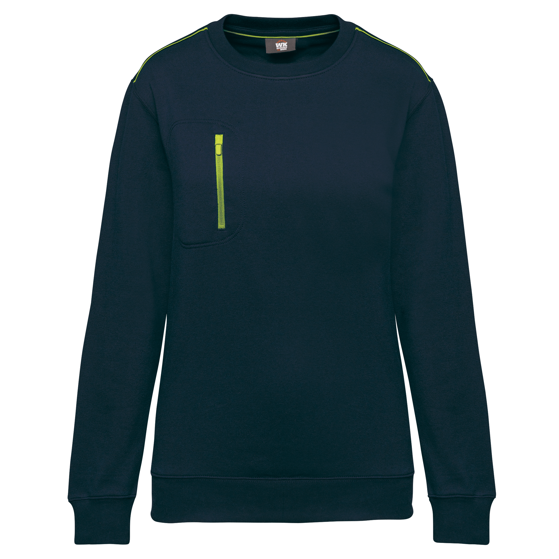 SWEAT-SHIRT DAY TO DAY ZIP POCHE CONTRASTÉE UNISEXE - WK403 TOPTEX-BLACK-KELLY-GREEN