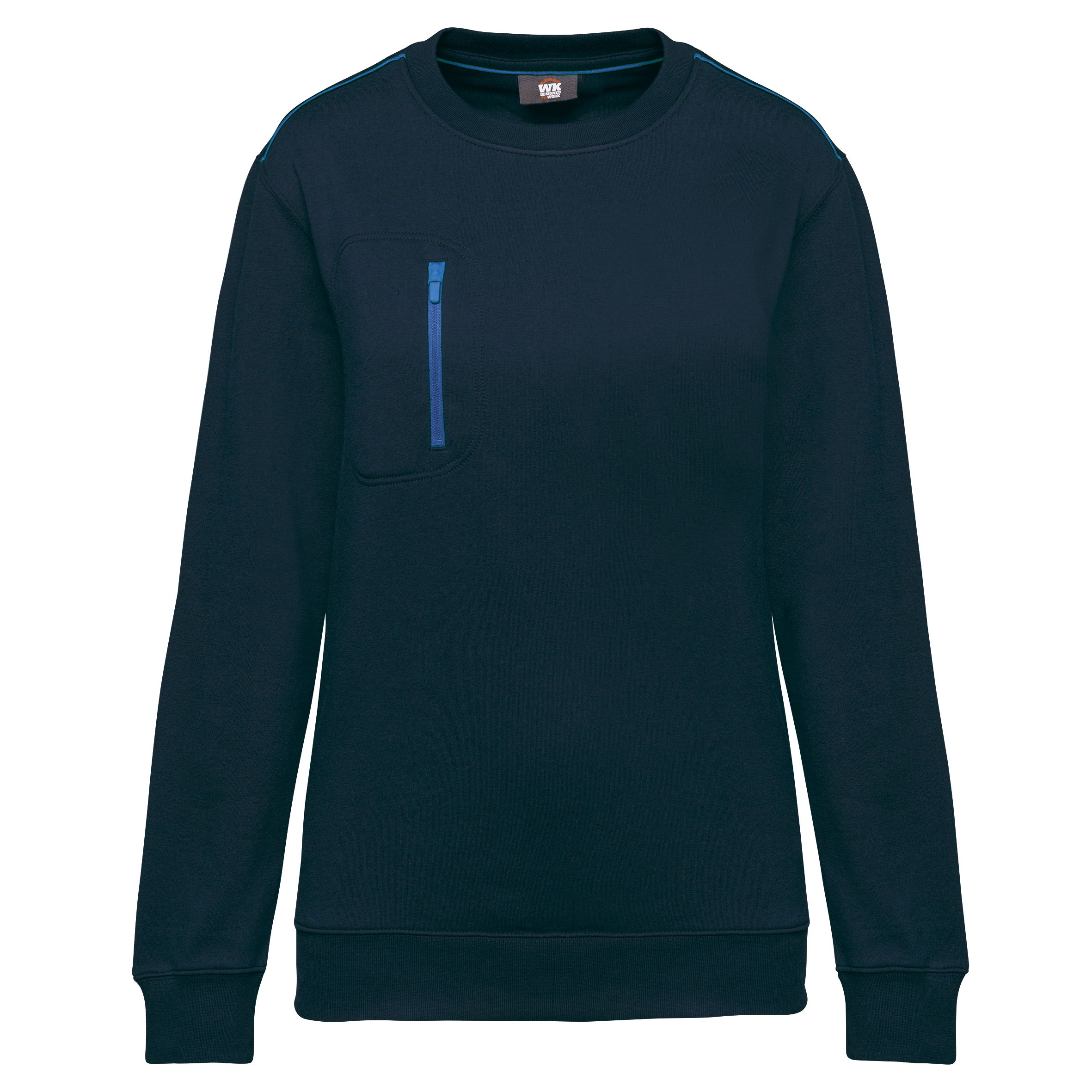 Image of SWEAT-SHIRT DAY TO DAY ZIP POCHE CONTRASTÉE UNISEXE - WK403 TOPTEX-BLACK-KELLY-GREEN