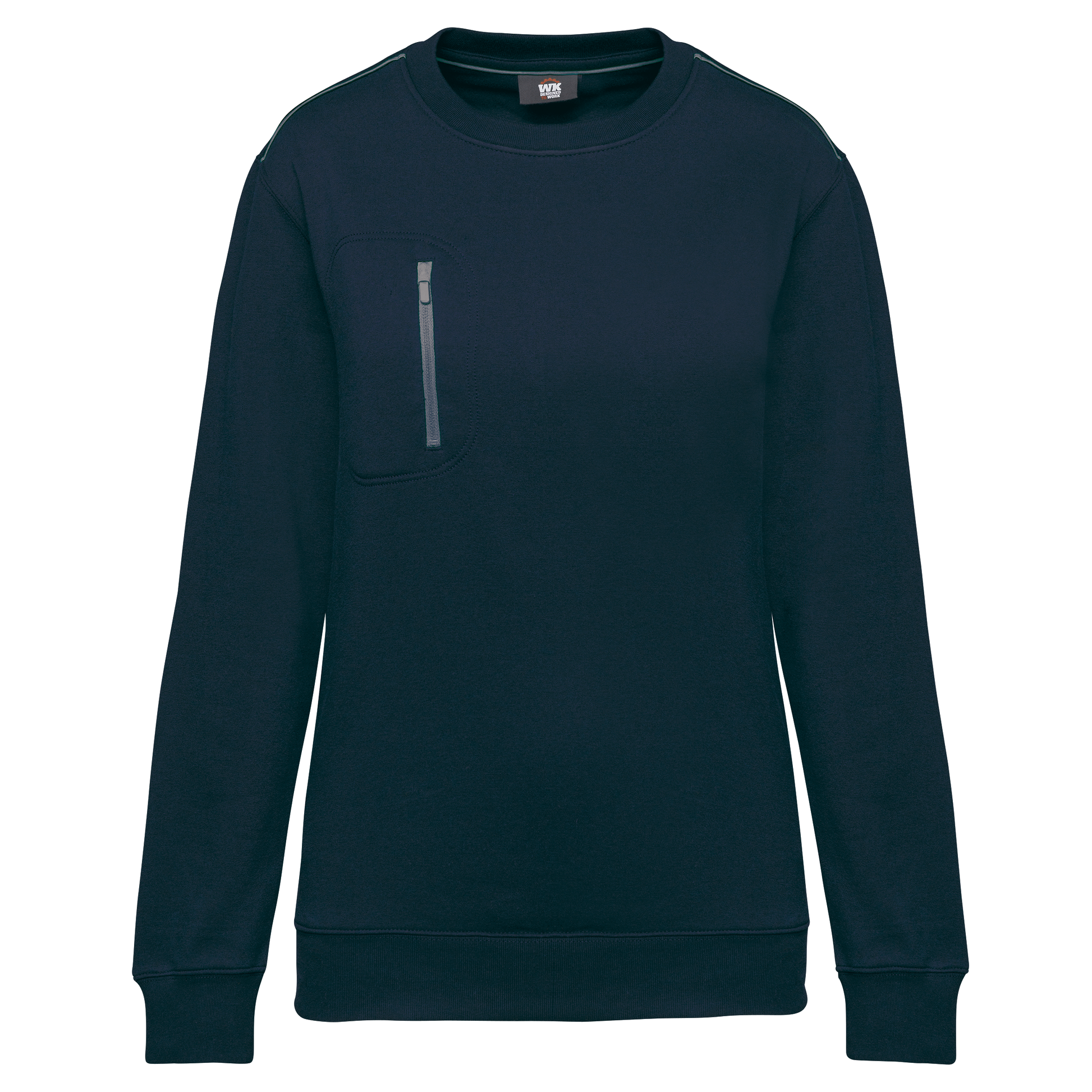 SWEAT-SHIRT DAY TO DAY ZIP POCHE CONTRASTÉE UNISEXE - WK403 TOPTEX-BLACK-ORANGE