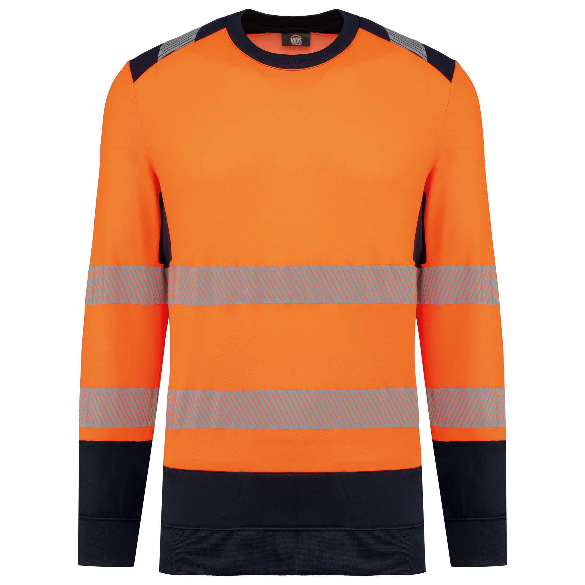 SWEAT-SHIRT DE SÉCURITÉ RECYCLÉ COL ROND UNISEXE - WK420 TOPTEX-HI-VIZ-ORANGE-NAVY