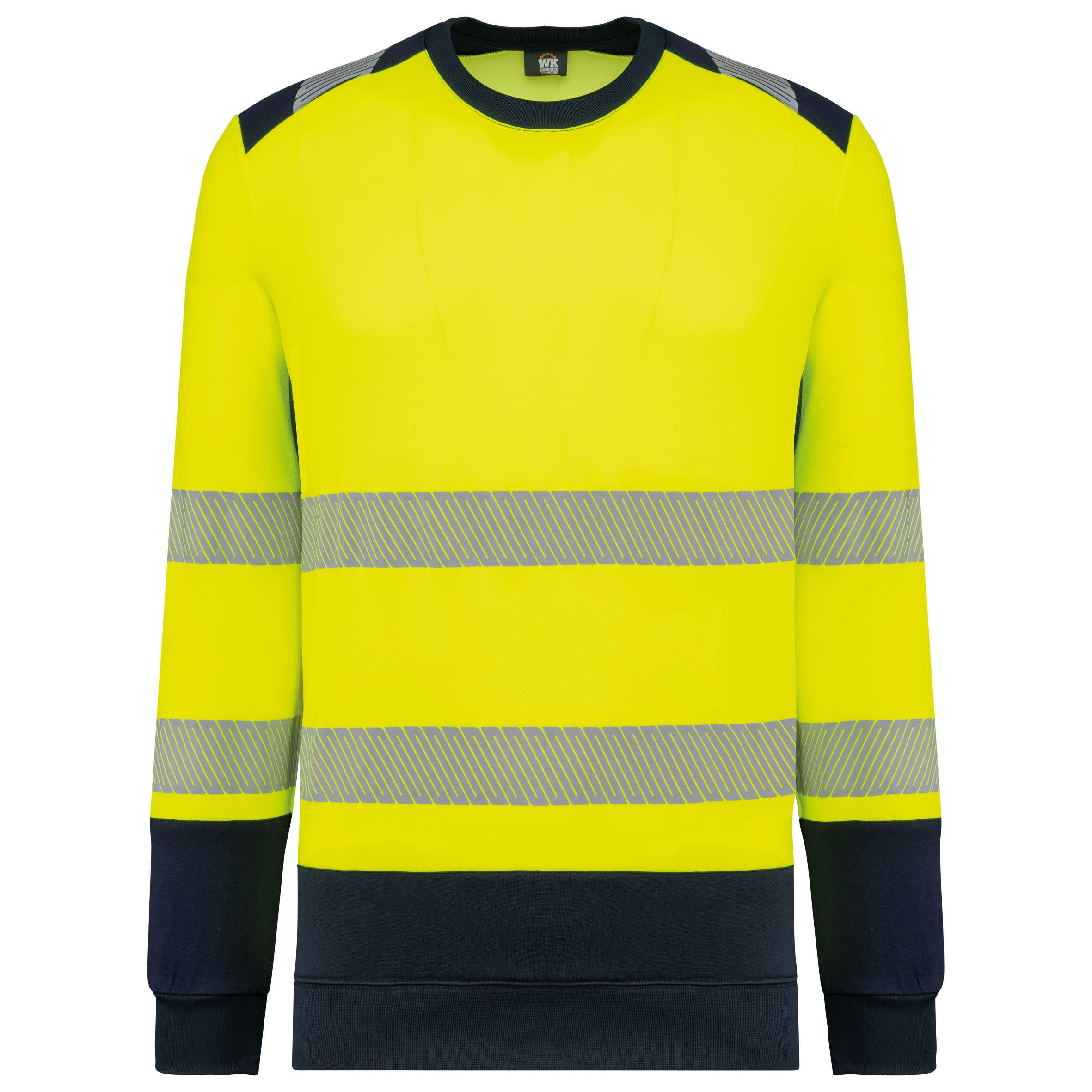 Image of SWEAT-SHIRT DE SÉCURITÉ RECYCLÉ COL ROND UNISEXE - WK420 TOPTEX-HI-VIZ-ORANGE-NAVY