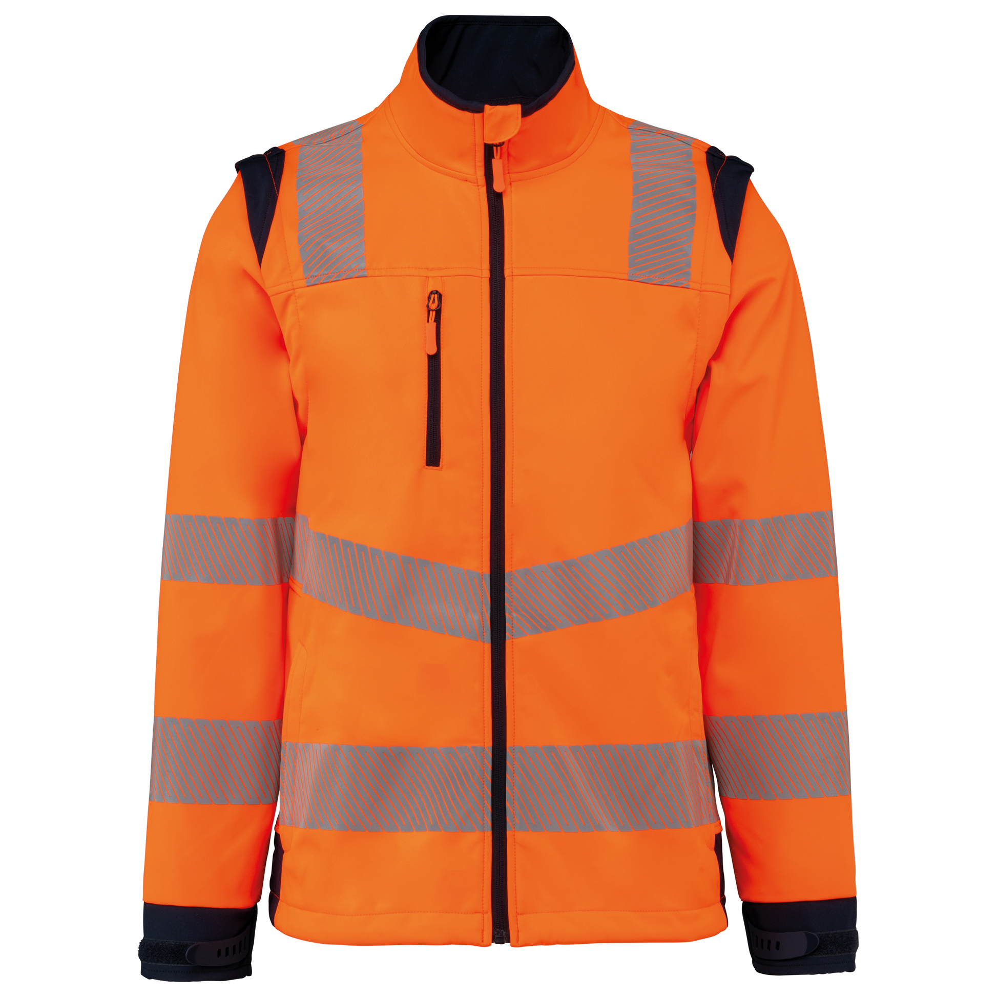 VESTE SOFTSHELL DE SÉCURITÉ RECYCLÉE AVEC MANCHES DÉTACHABLES UNISEXE - WK460 TOPTEX-HI-VIZ-ORANGE-NAVY
