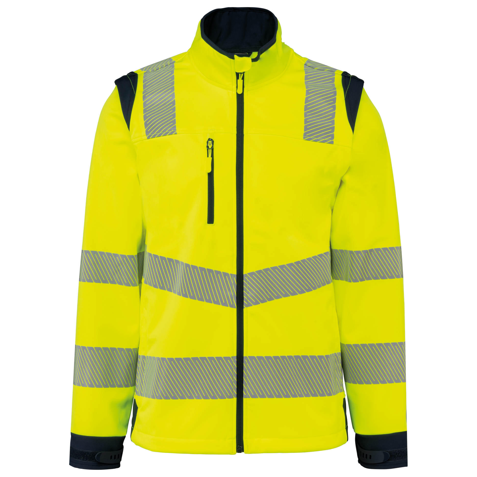 VESTE SOFTSHELL DE SÉCURITÉ RECYCLÉE AVEC MANCHES DÉTACHABLES UNISEXE - WK460 TOPTEX-HI-VIZ-ORANGE-NAVY