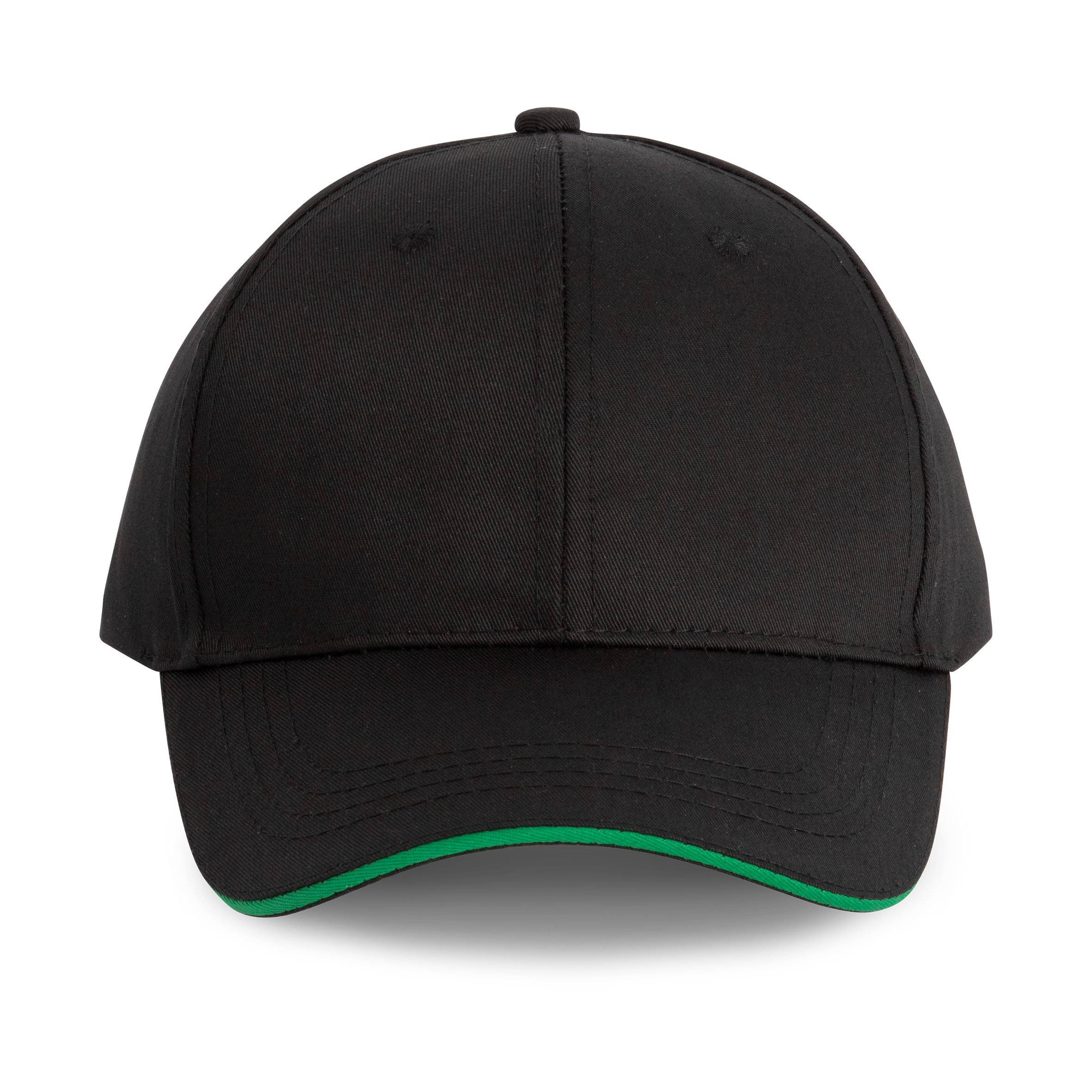 Image of CASQUETTE SANDWICH CONTRASTÉ 6 PANNEAUX - WKP145 TOPTEX-BLACK-KELLY-GREEN