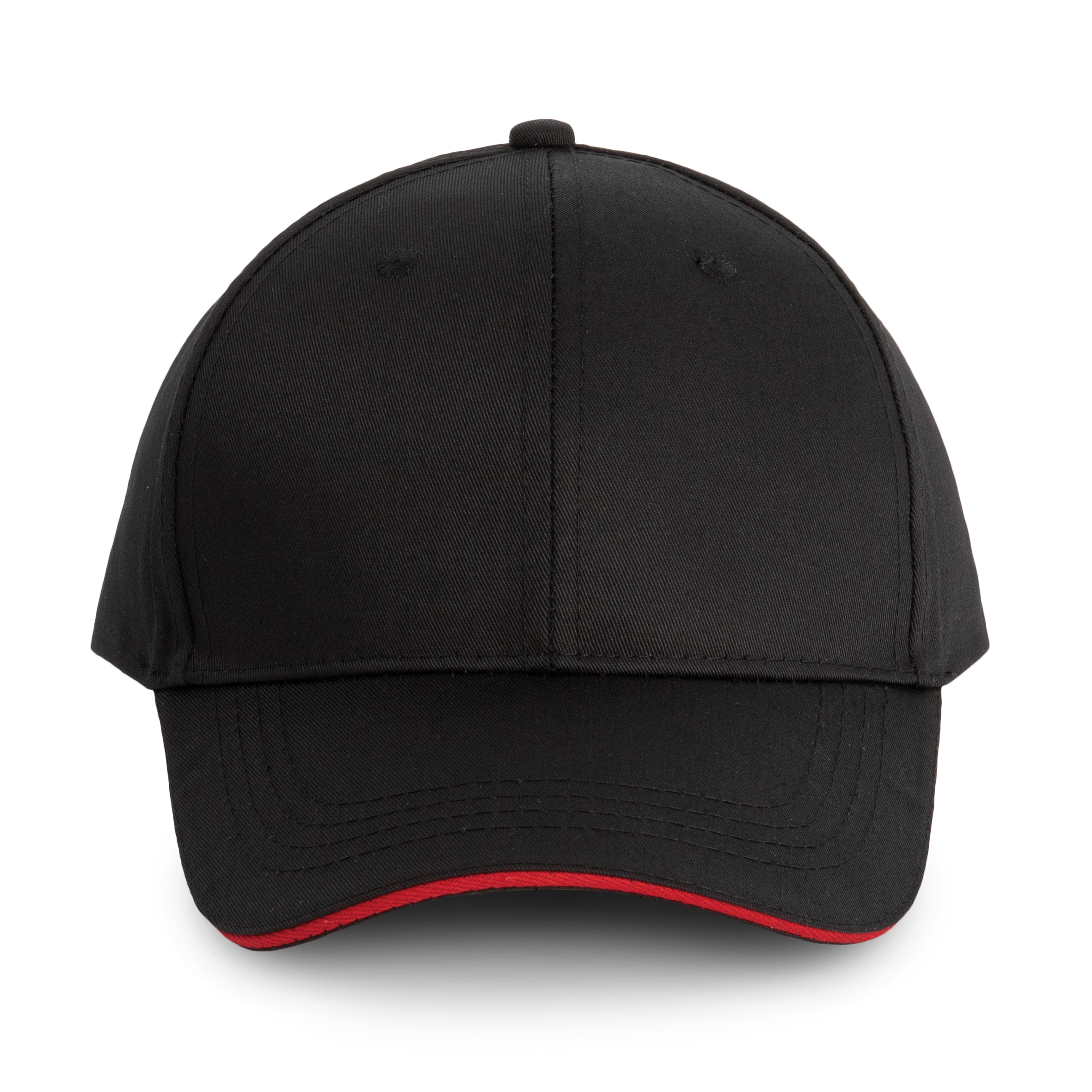 Image of CASQUETTE SANDWICH CONTRASTÉ 6 PANNEAUX - WKP145 TOPTEX-BLACK-RED