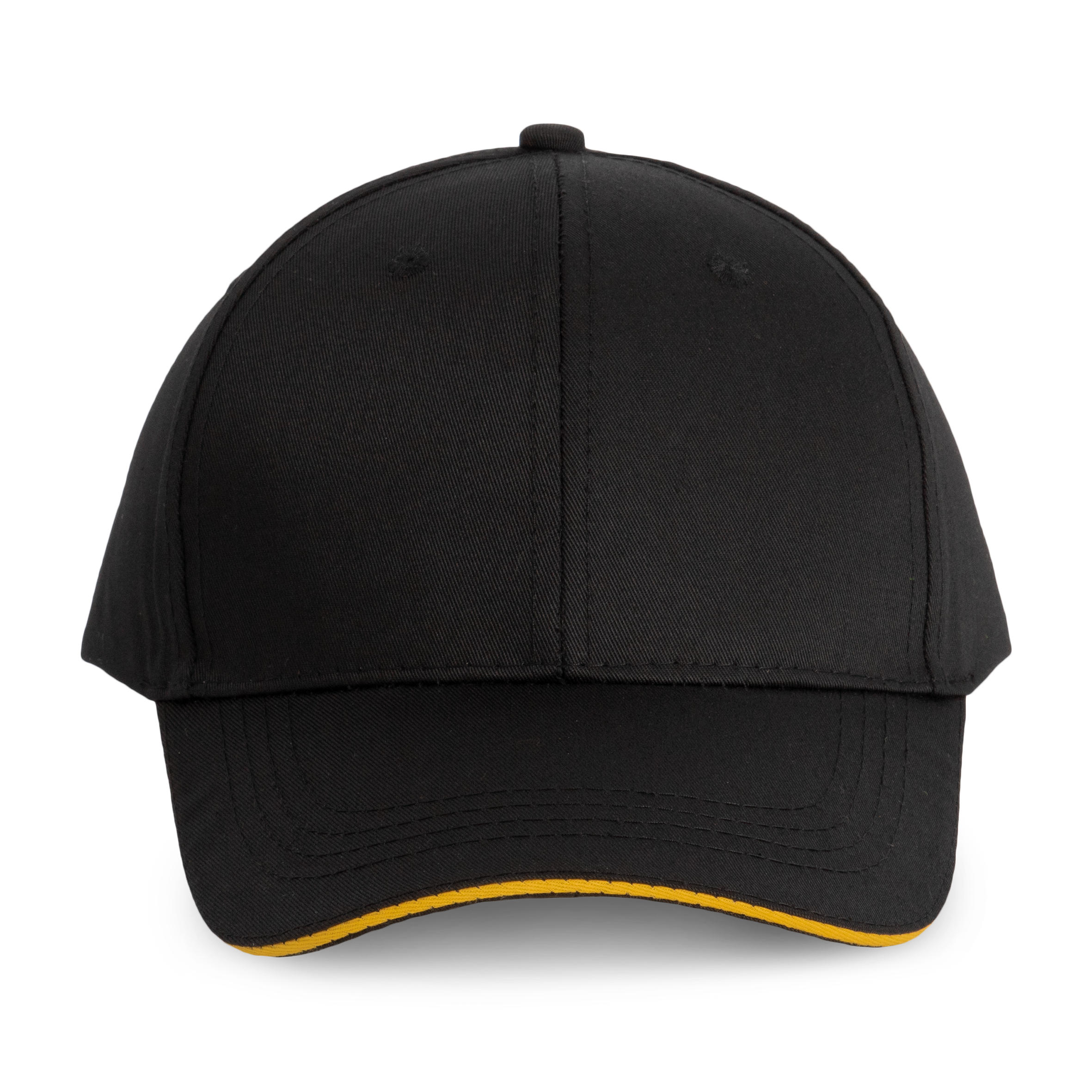 Image of CASQUETTE SANDWICH CONTRASTÉ 6 PANNEAUX - WKP145 TOPTEX-BLACK-YELLOW