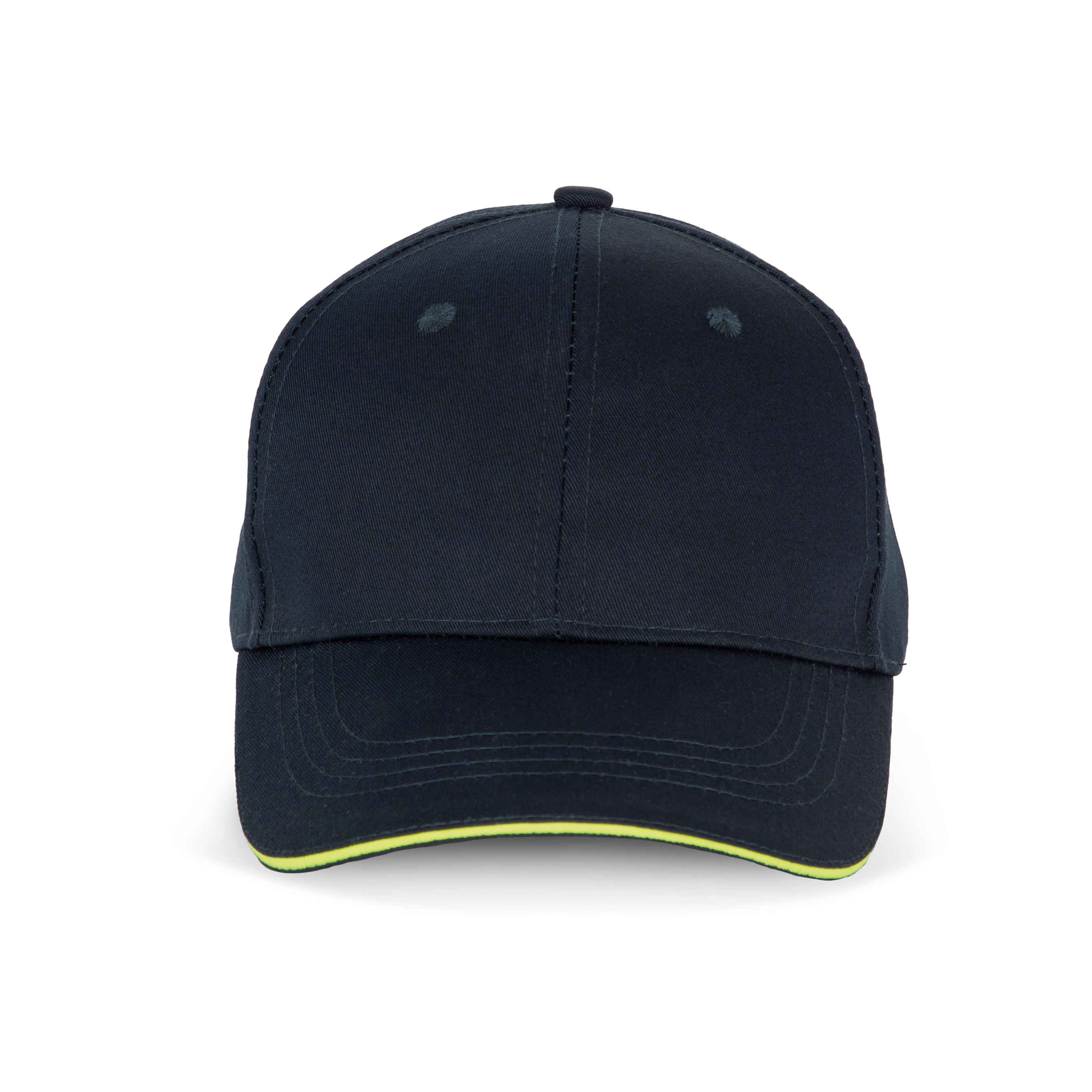 Image of CASQUETTE SANDWICH CONTRASTÉ 6 PANNEAUX - WKP145 TOPTEX-NAVY-FLUORESCENT-YELLOW