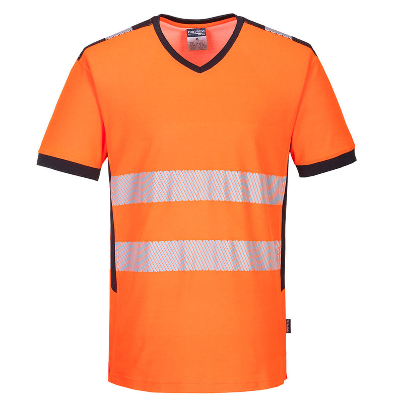 PW310---T-SHIRT-COL-V-PW3-HI-VIS