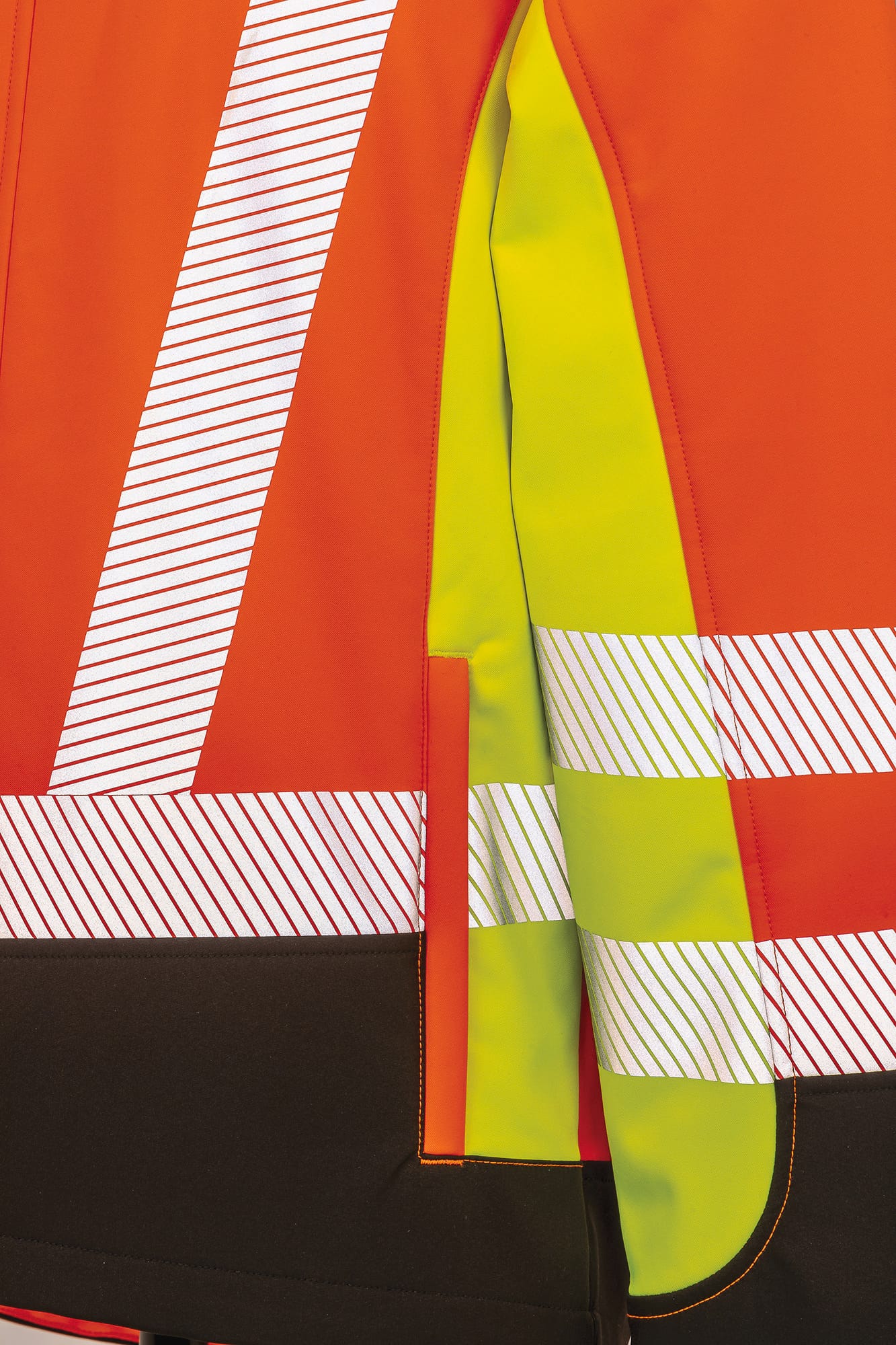Image of R506X VESTE SOFTSHELL DE SECURITE RECYCLE 3 COUCHES RESULT-FLUORESCENT-YELLOW-ORANGE-BLACK