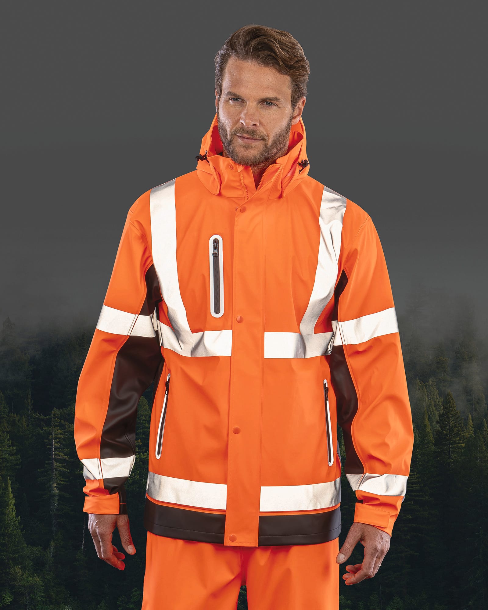 R507X VESTE PRISM PU SAFE DRY RESULT-FLUORESCENT-ORANGE-BLACK