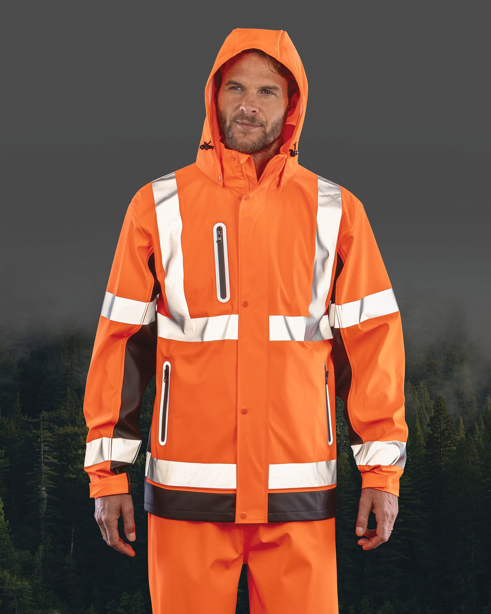 R507X VESTE PRISM PU SAFE DRY RESULT-FLUORESCENT-ORANGE-BLACK