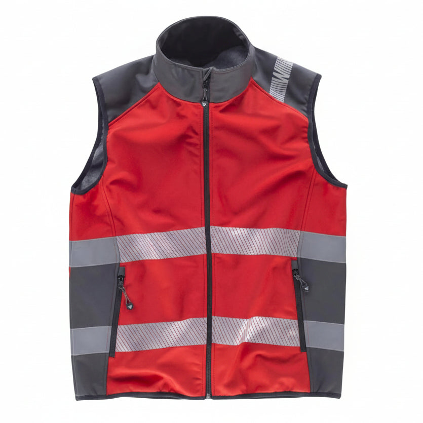Image of FLUOS  GILET - S9232 WORKTEAM-ROUGE-GRIS-FONCE