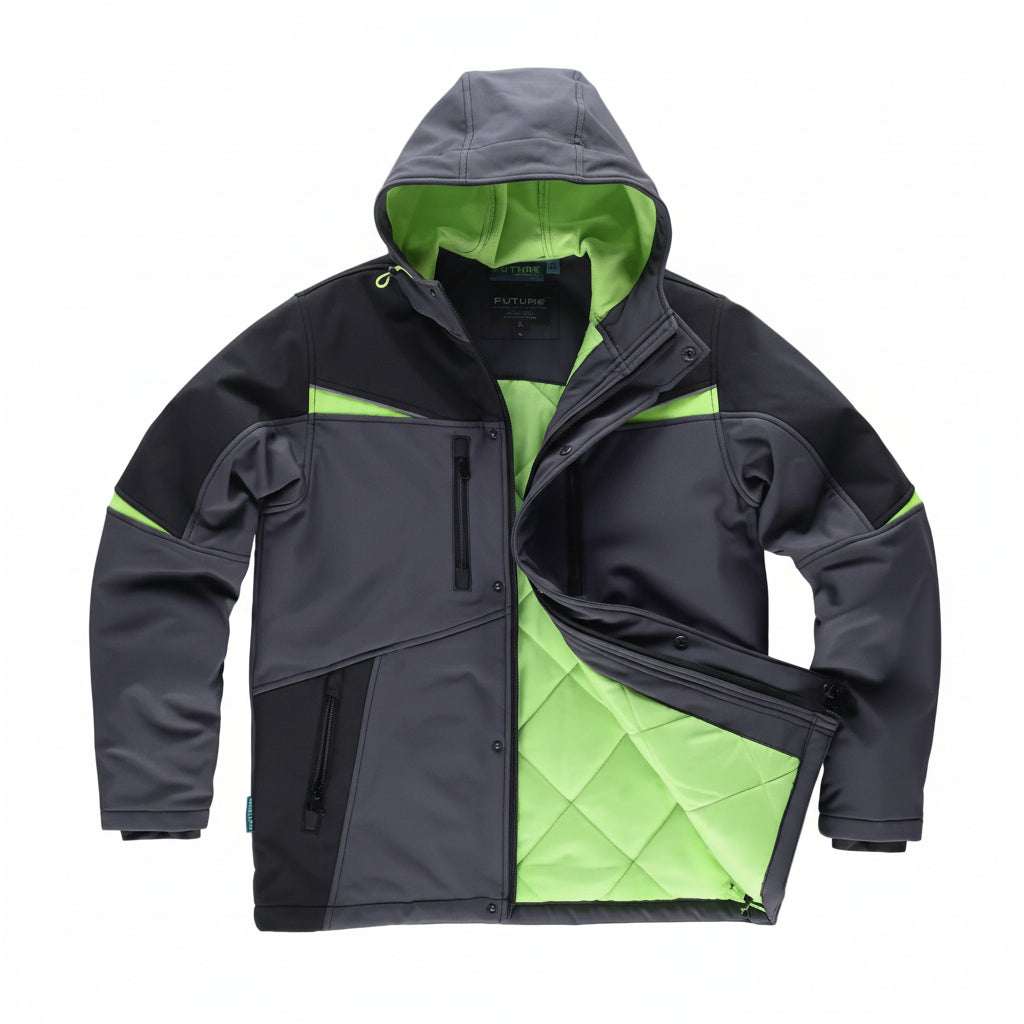 Image of FUTURE  PARKA - WF2758 WORKTEAM-GRIS-FONCE-NOIR-VERT-LIME