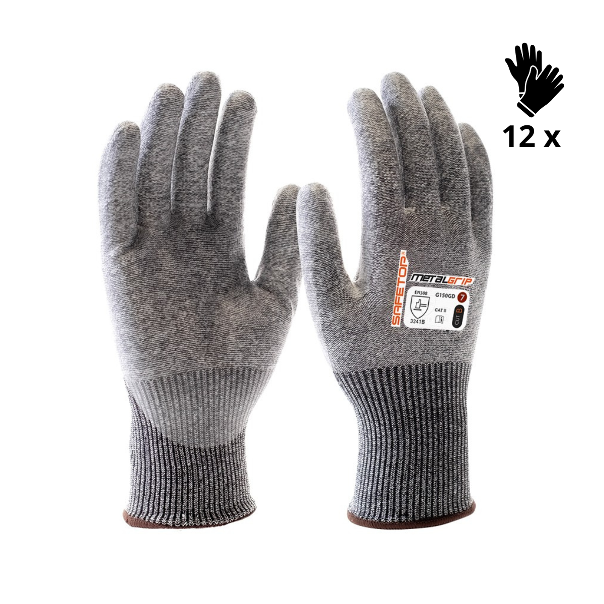 X12 GANTS ANTI-COUPURE B, METALGRIP (2,20€/U) G150GD