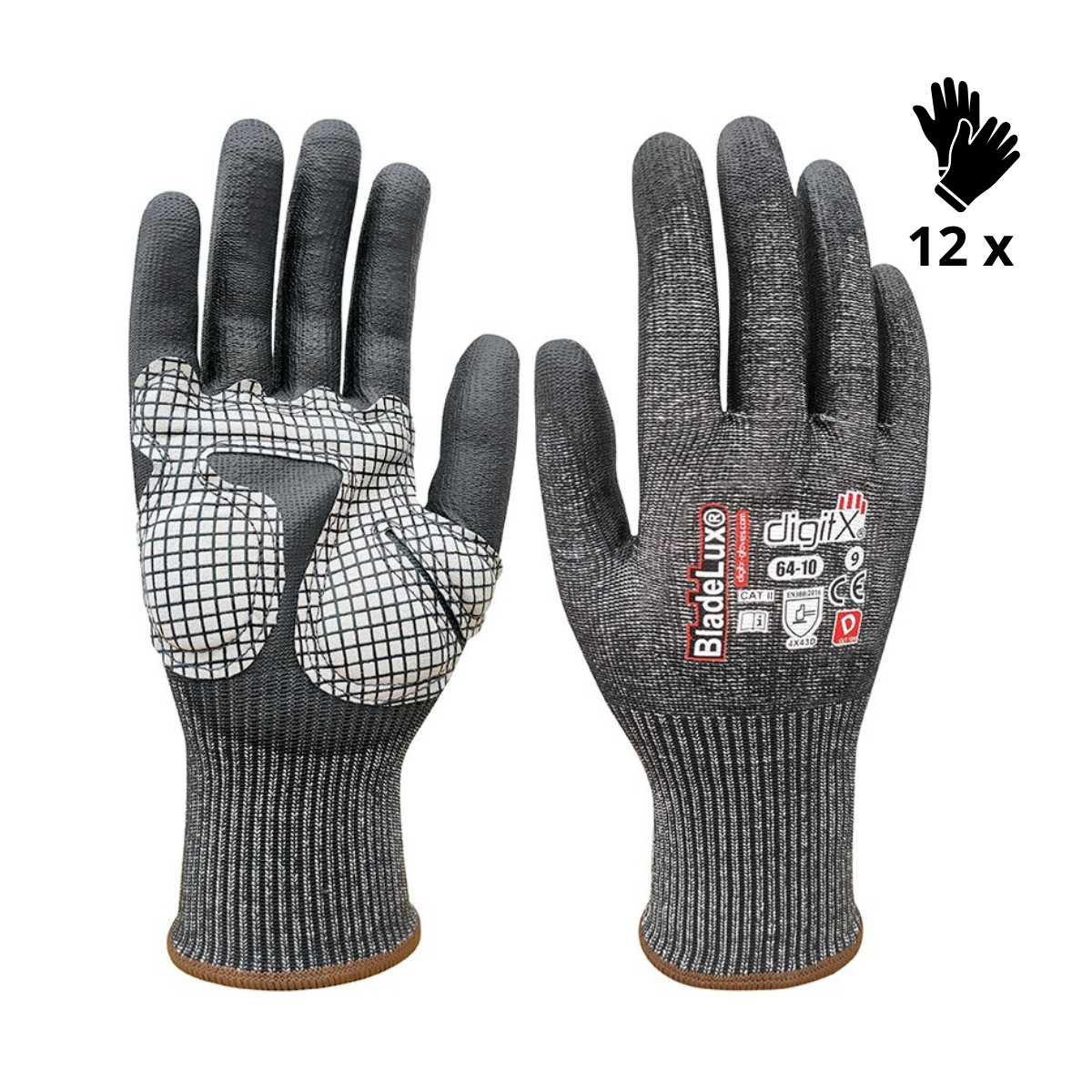 Image of X12 GANTS ANTI-COUPURE D AVEC COUSSINETS EN CUIR, BLADELUX (4,62€/U)