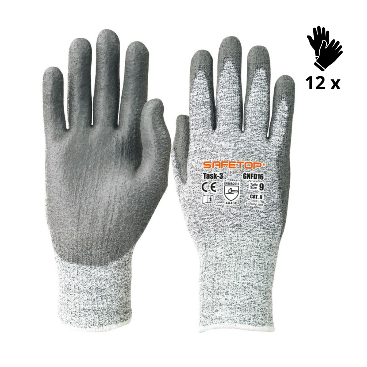 X12 GANTS ANTI-COUPURE B EN PU, LIGHT TASK (2,31€/U)