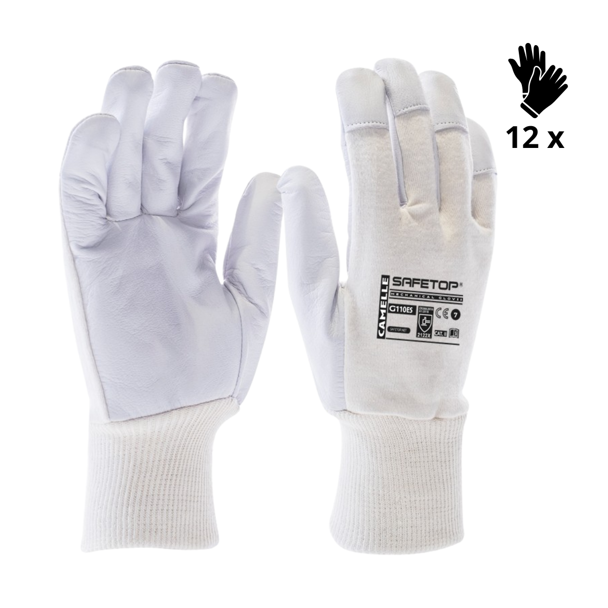 Image of X12 GANTS CUIR-COTON MANCHETTE ÉLASTIQUE, CAMELLE (1,68€/U)