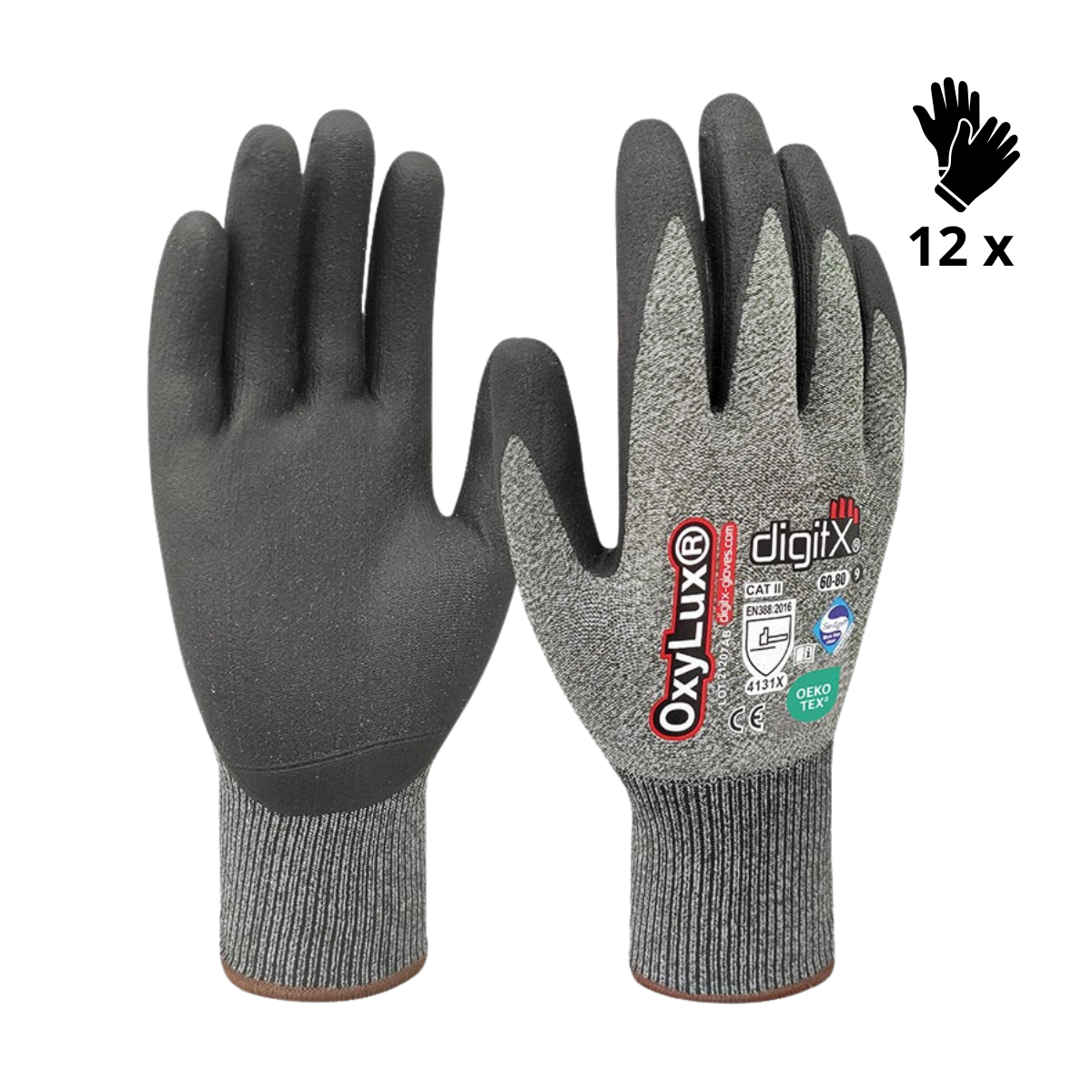 Image of X12 GANTS NYLON-SPANDEX-NITRILE DÉSINFECTÉ, OXYLUX (2,31€/U)
