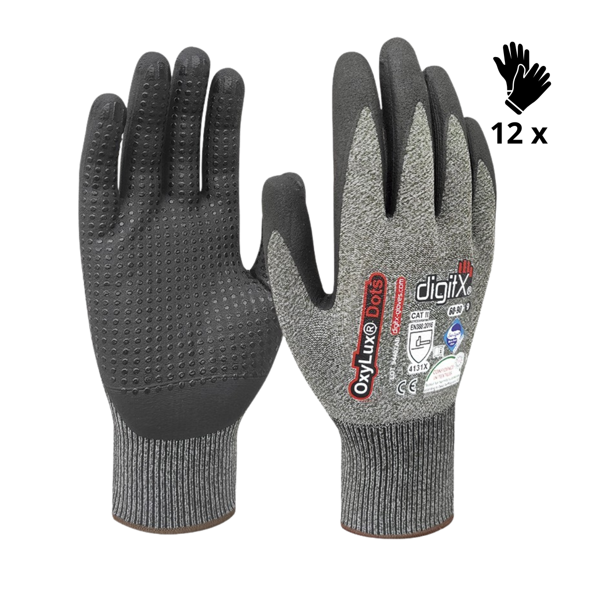 Image of X12 GANTS NITRILE AVEC POINTS, OXYLUX (2,54€/U)