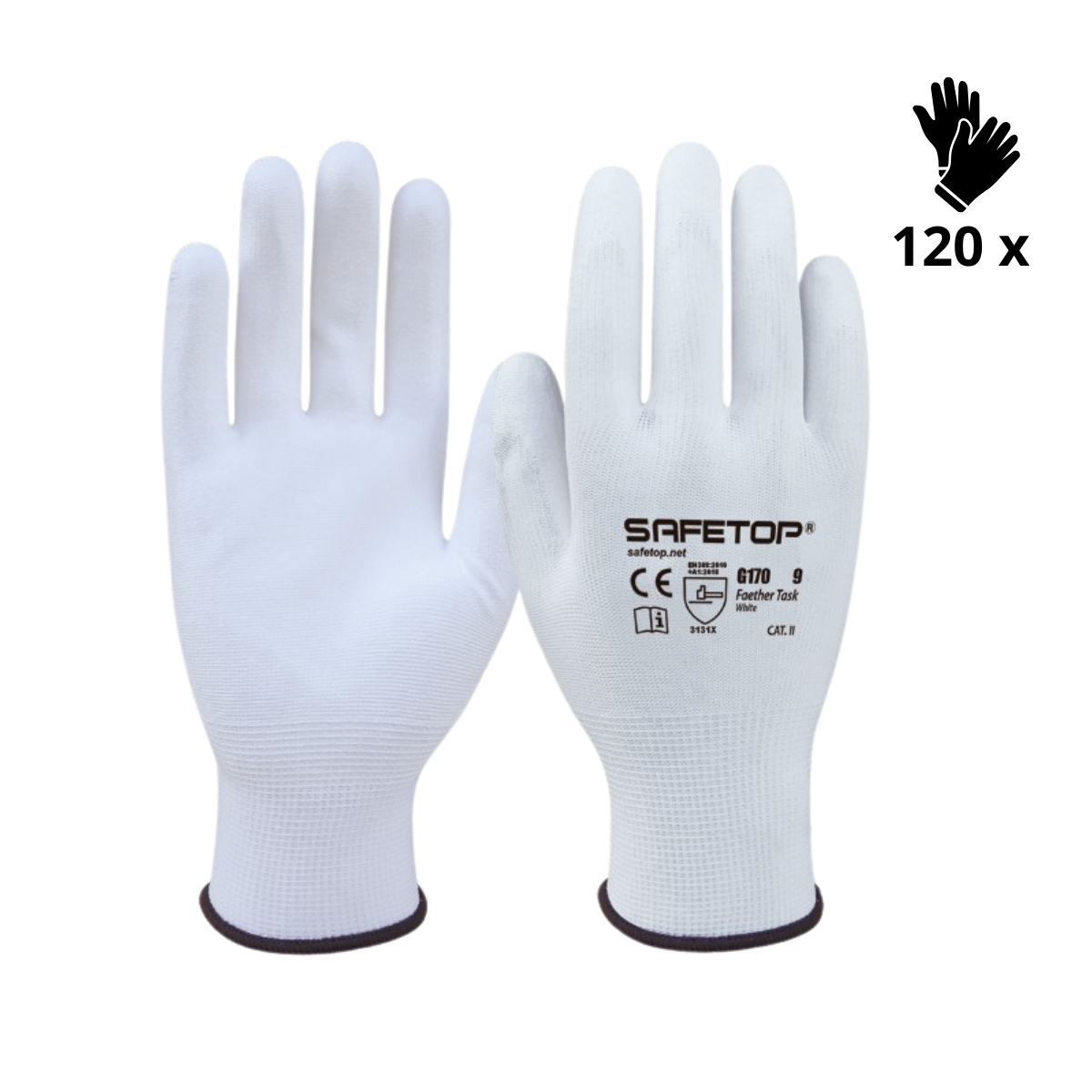 X120 GANTS POLYURÉTHANE BLANC, FEATHER TASK (0,70€/U) G170
