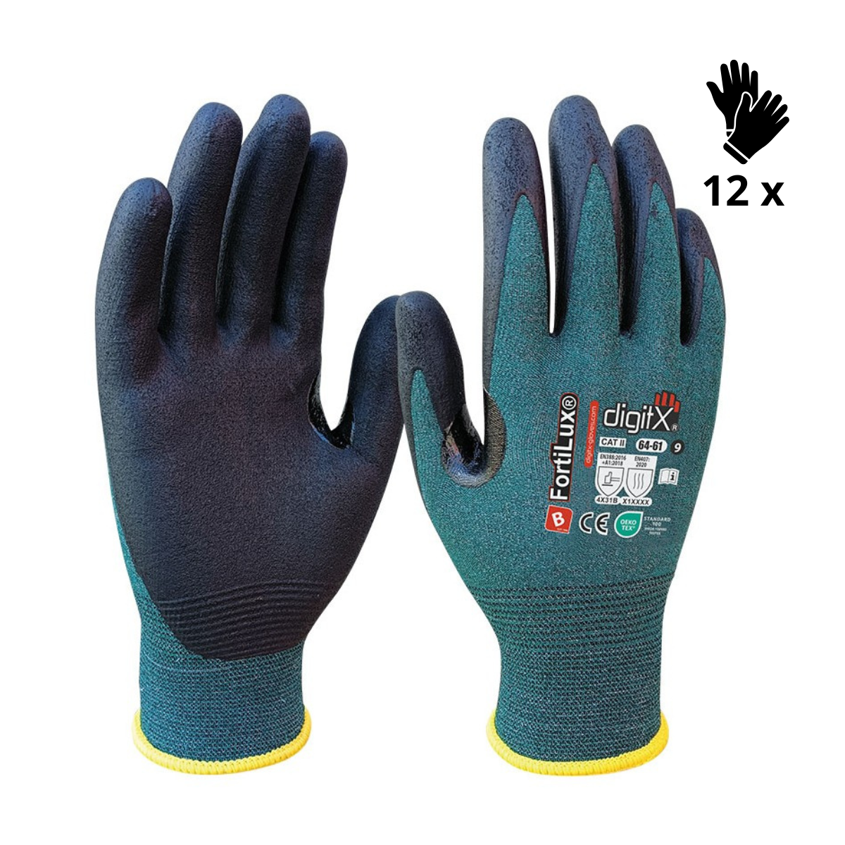 Image of x12 GANTS ANTI-COUPURE B MOUSSE NITRILE 18G, FORTILUX (2,74€/U)