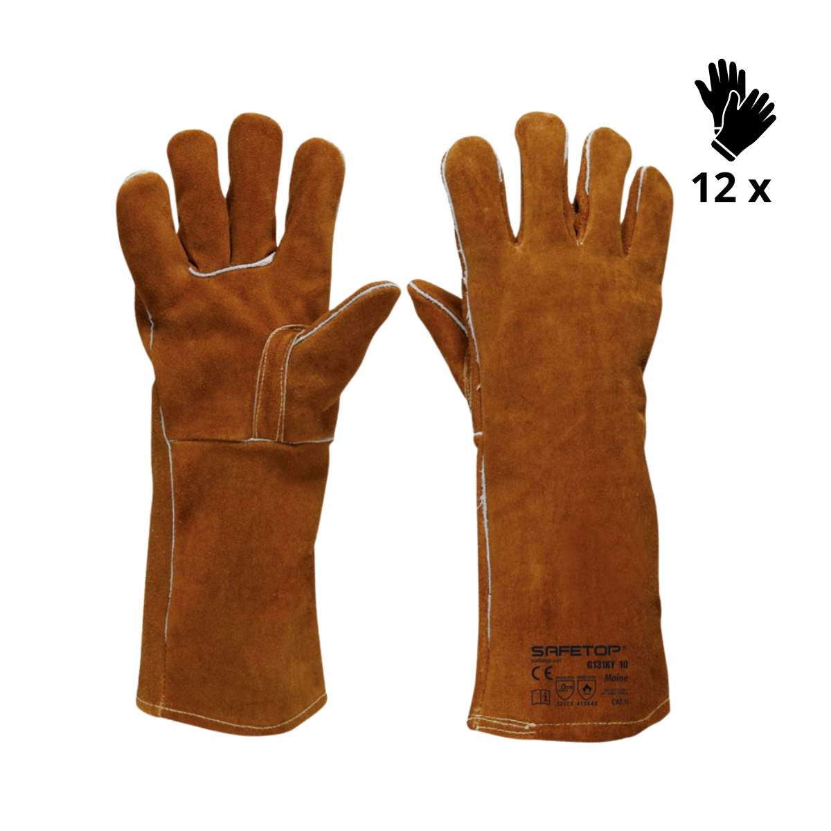 X12 GANTS DE SOUDURE CUIR RENFORCÉ 40CM, MAINE (7,40€/U) G131KY