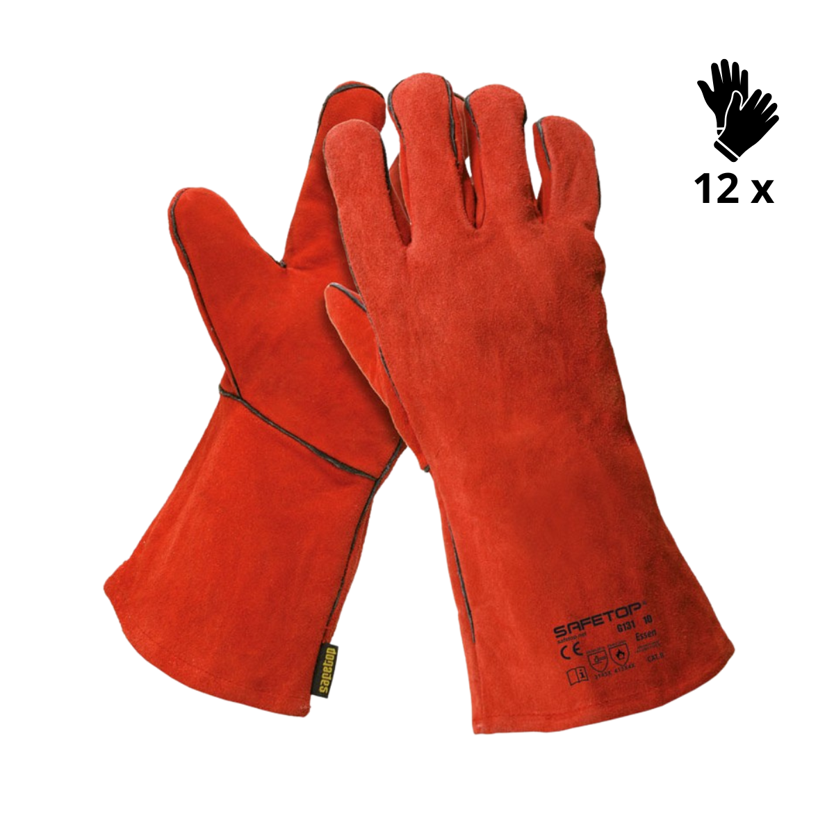 X12 GANTS DE SOUDAGE ROUGE 35 CM, ESSEN (3,84€/U)