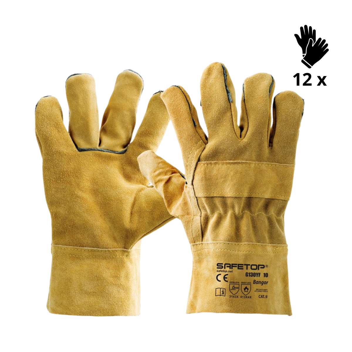 X12 GANTS DE SOUDAGE JAUNE 28 CM, BANGOR (3,15€/U)