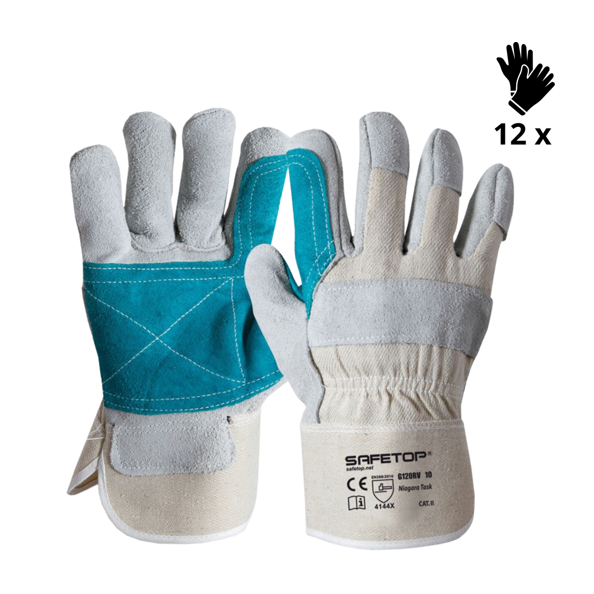X12 GANTS MIXTE CUIR-TOILE, NIAGARA TASK (2,09€/U)