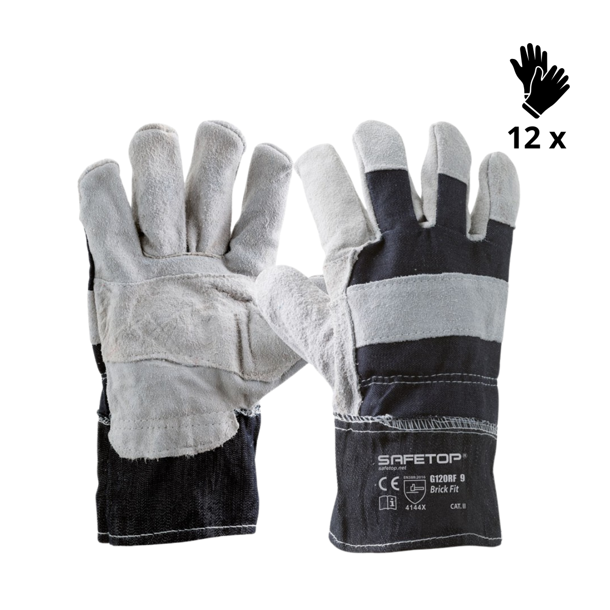 Image of X12 GANTS TOILE DE COTON ET CUIR FENDU, BRICK FIT (1,55€/U)