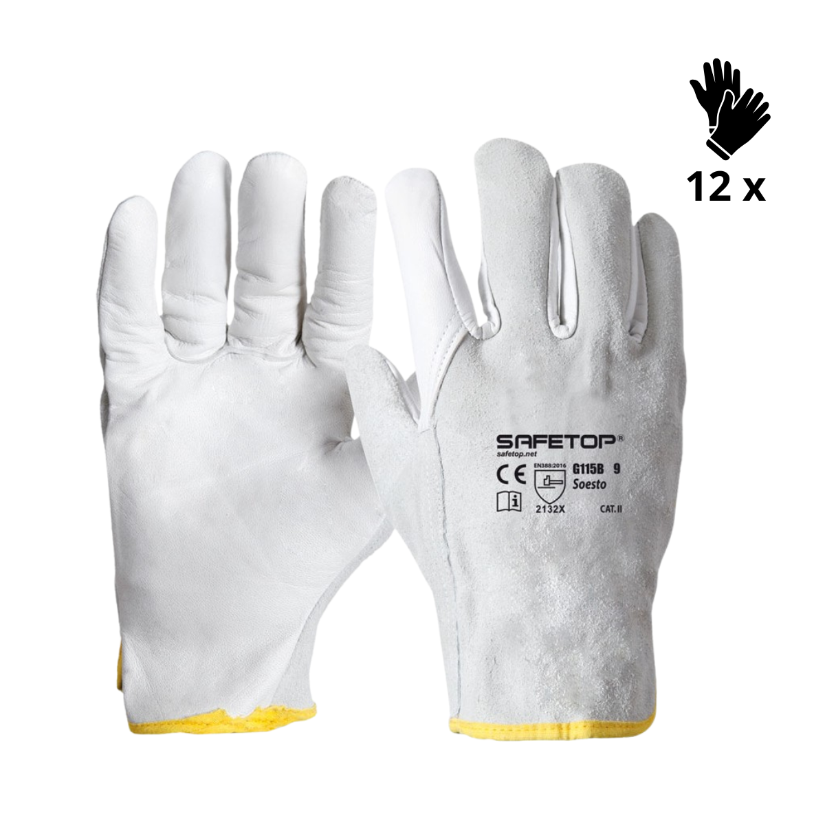 Image of X12 GANTS MIXTE FLEUR ET CROÛTE DE CUIR, SOESTO (1,77€/U)