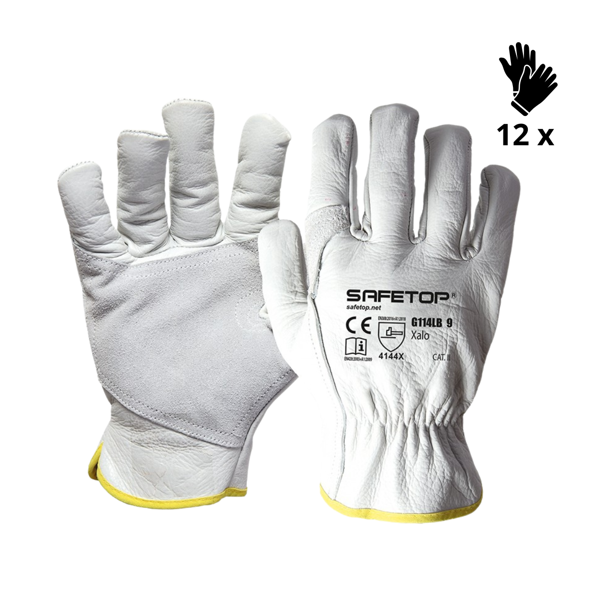 X12 GANTS CUIR FLEUR DE VACHE RENFORCÉ, XALO (3,45€/U)