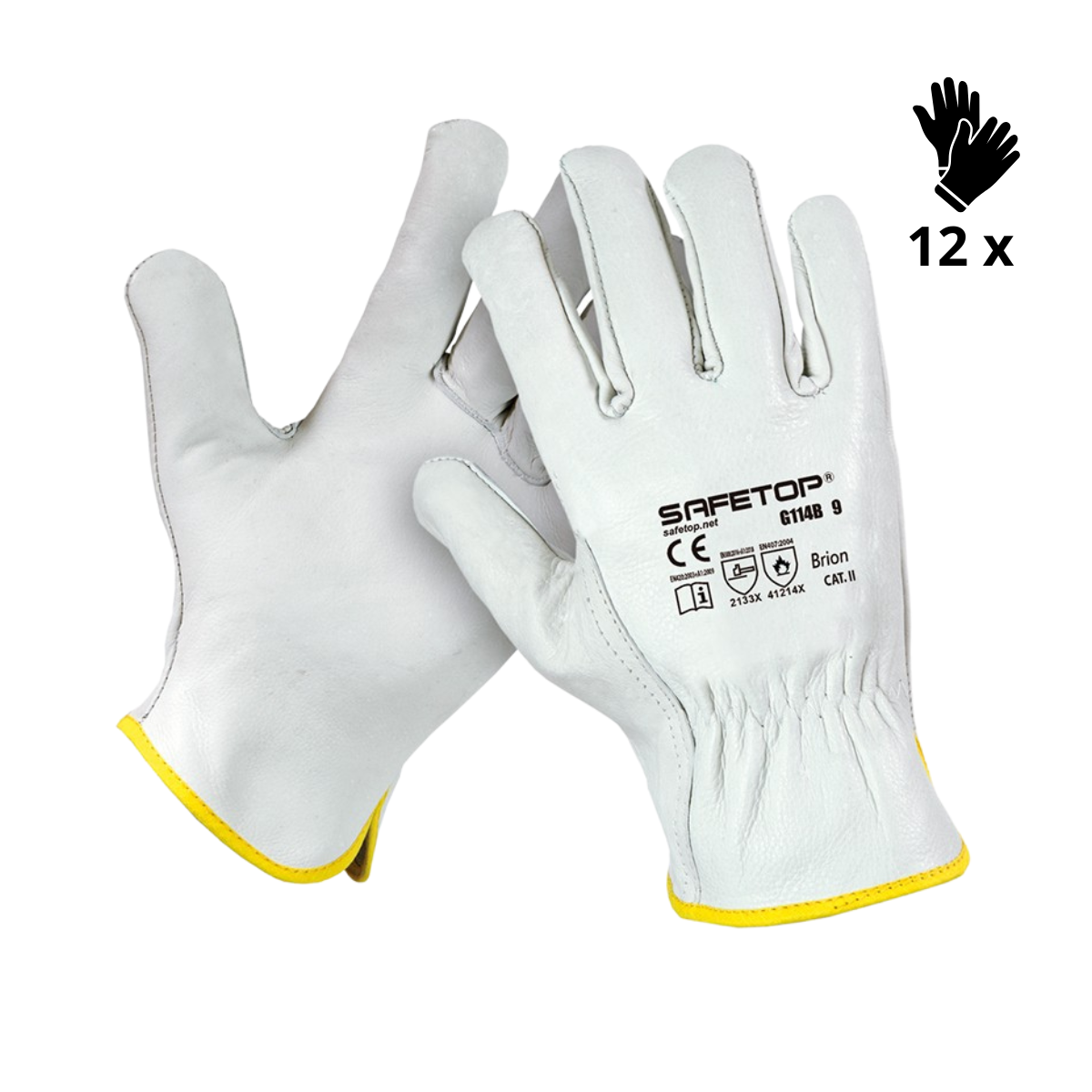 X12 GANTS CUIR CROÛTE DE VACHE 100ºC, BRION SUPREM (3,59€/U)