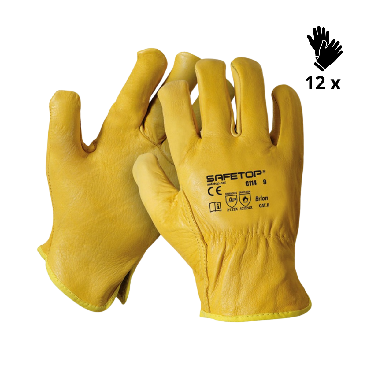 X12 GANTS THERMIQUE EN CUIR 250ºC, YELLOW BRION (3,05€/U)