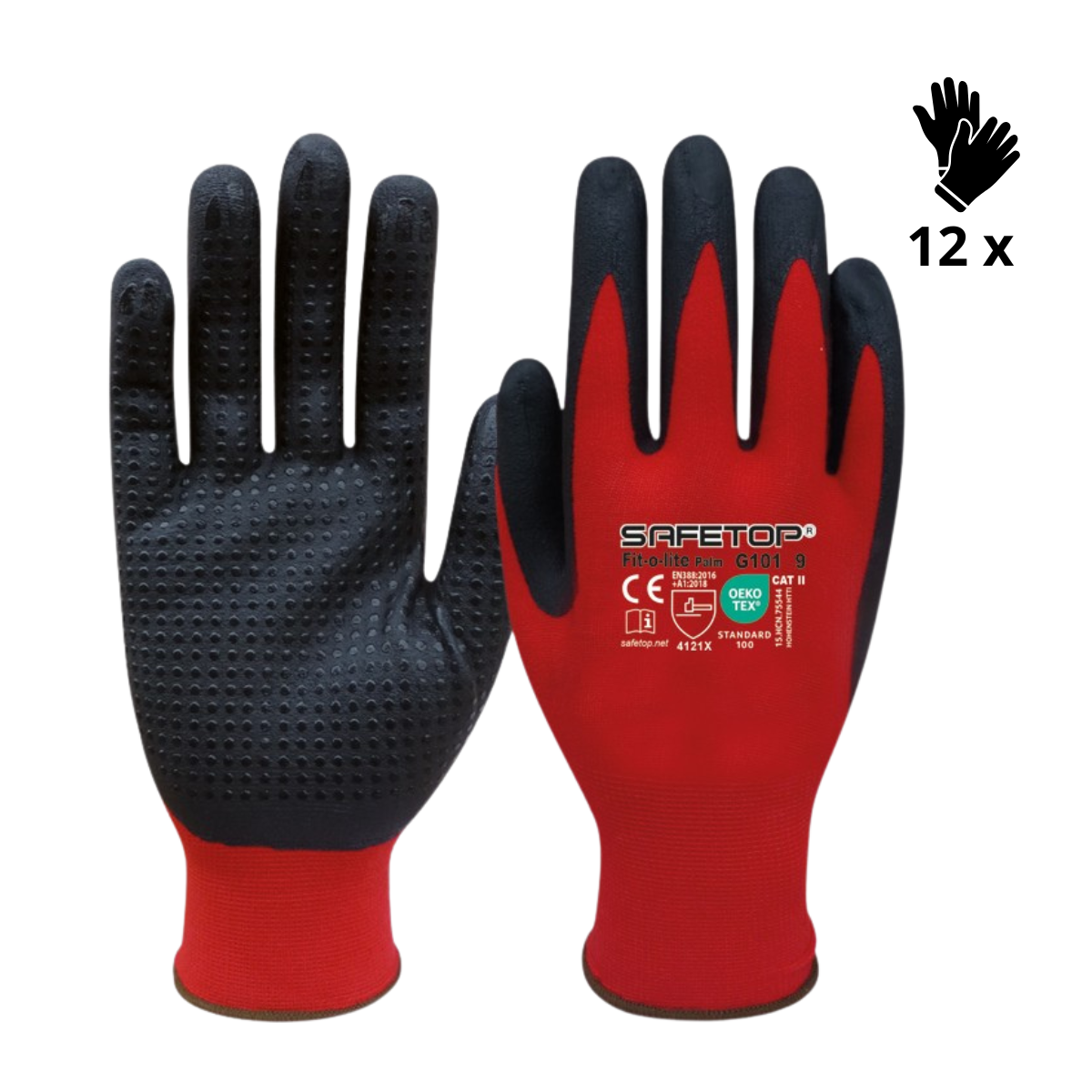 Image of X12 GANTS NITRILE AVEC POINTS GRIP, FIT-O-LITE (2,28€/U)