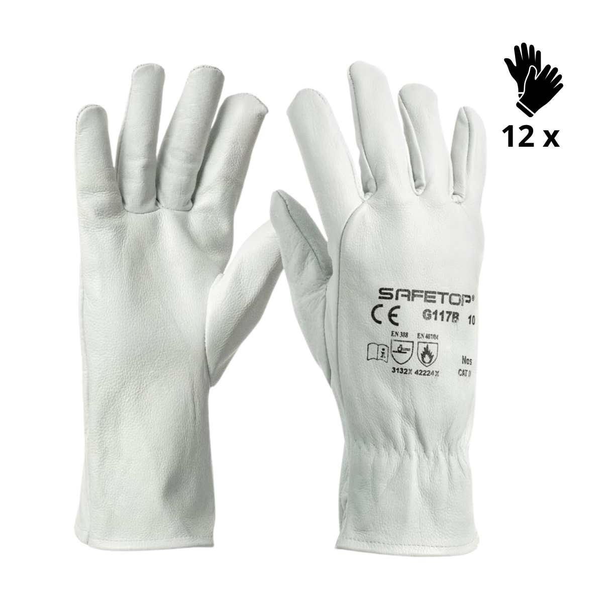 Image of X12 GANTS EN CUIR FLEUR DE VACHE 250ºC EXTRALONG, NOS (3,65€/U)