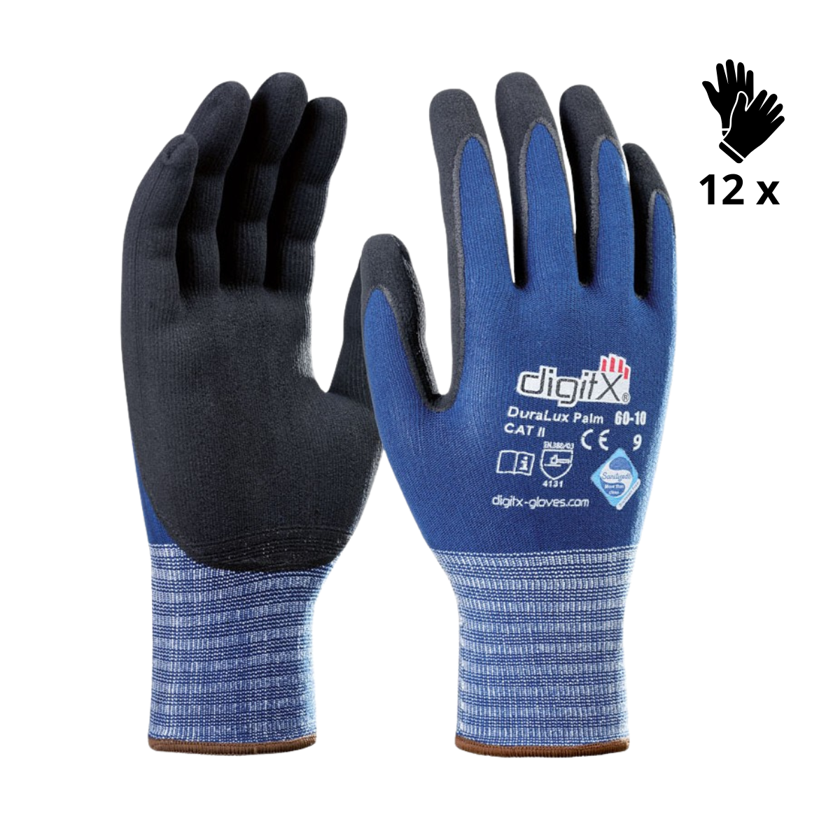 X12 GANTS MOUSSE LYCRA-NITRILE DÉSINFECTÉ, DURALUX (2,37€/U) 60-10