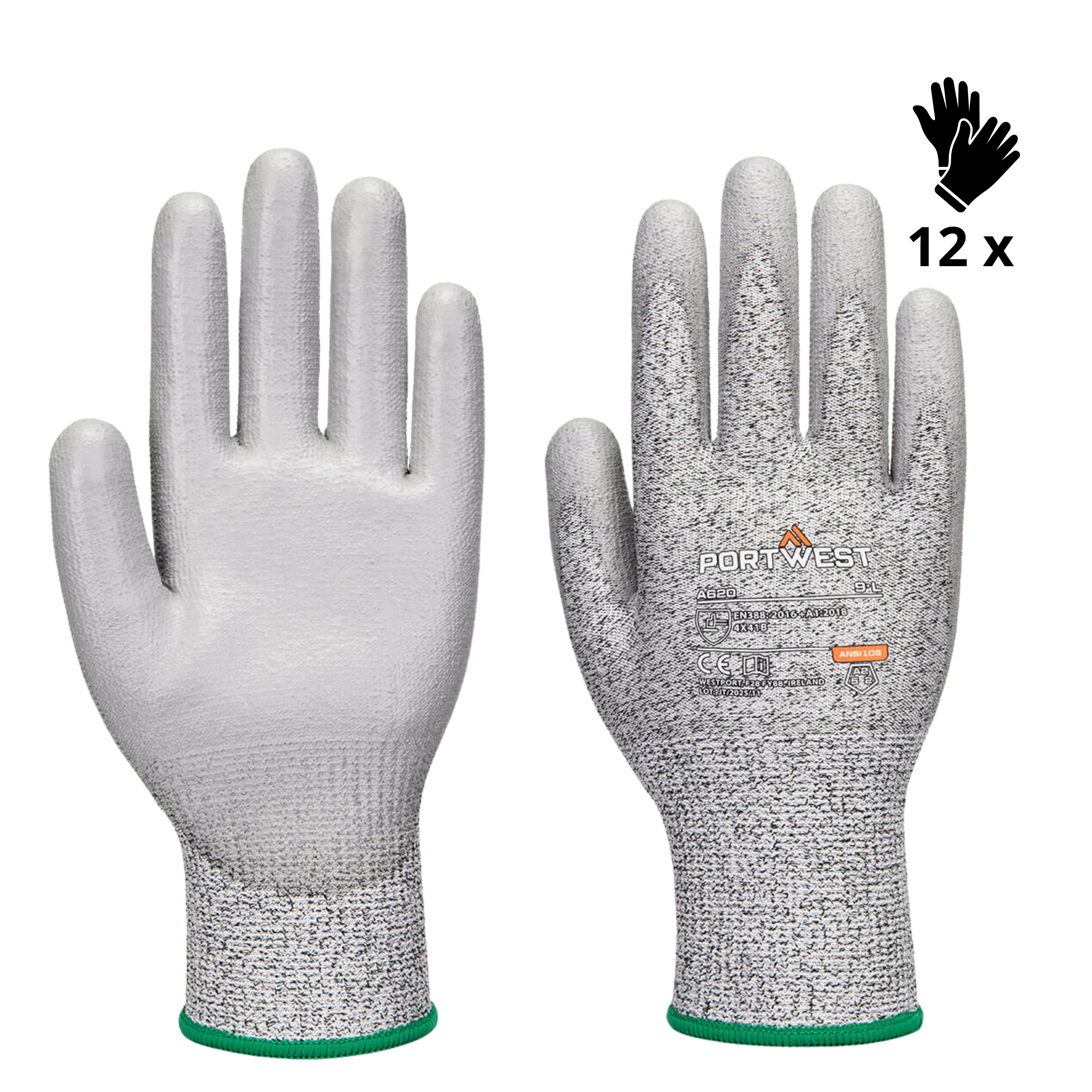 Image of X12 GANTS ANTI-COUPURE B LR PAUME PU A620 (2,87€/U)