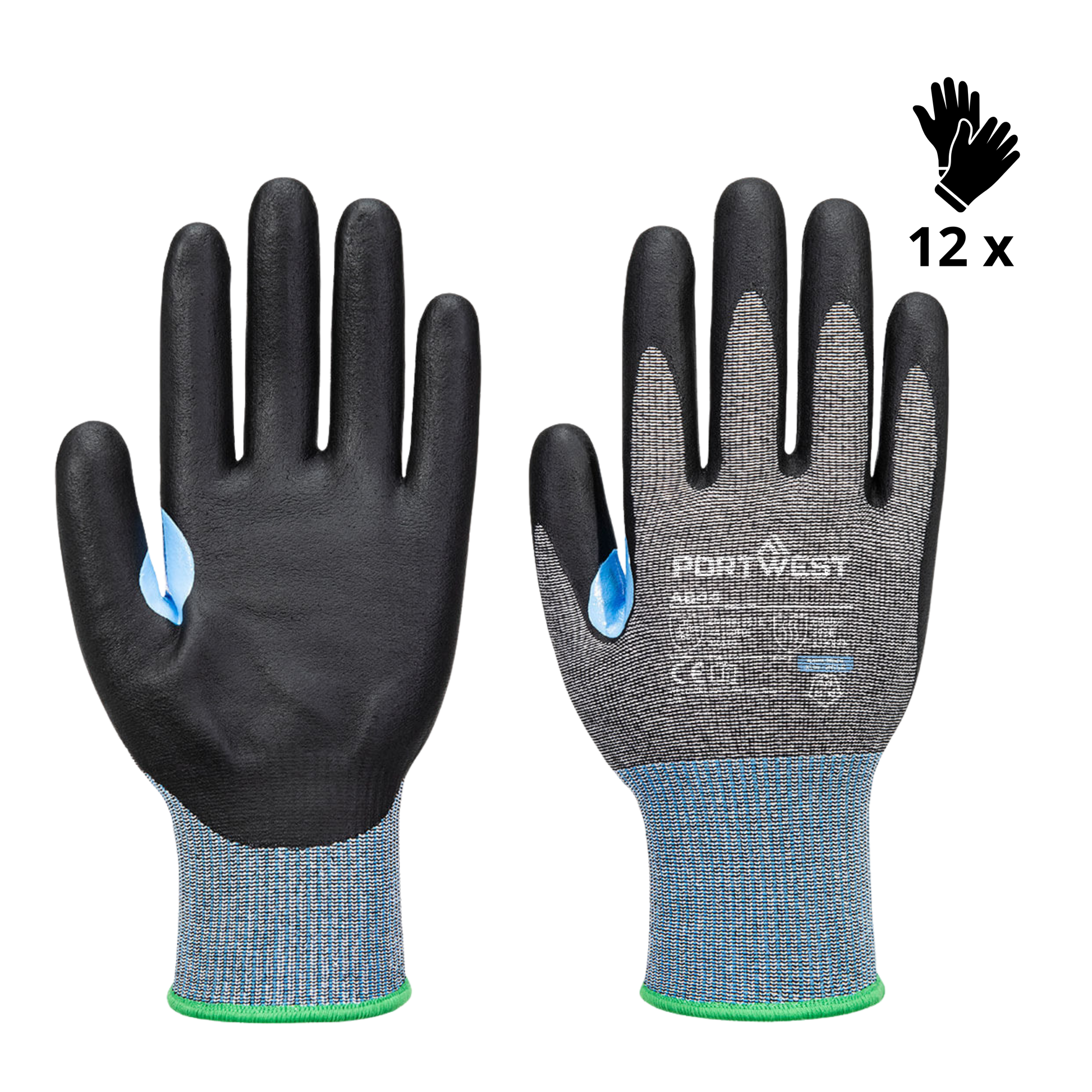 X12 GANTS ANTI-COUPURE CS D15 NITRILE 4X43D (4,60€/U) A644