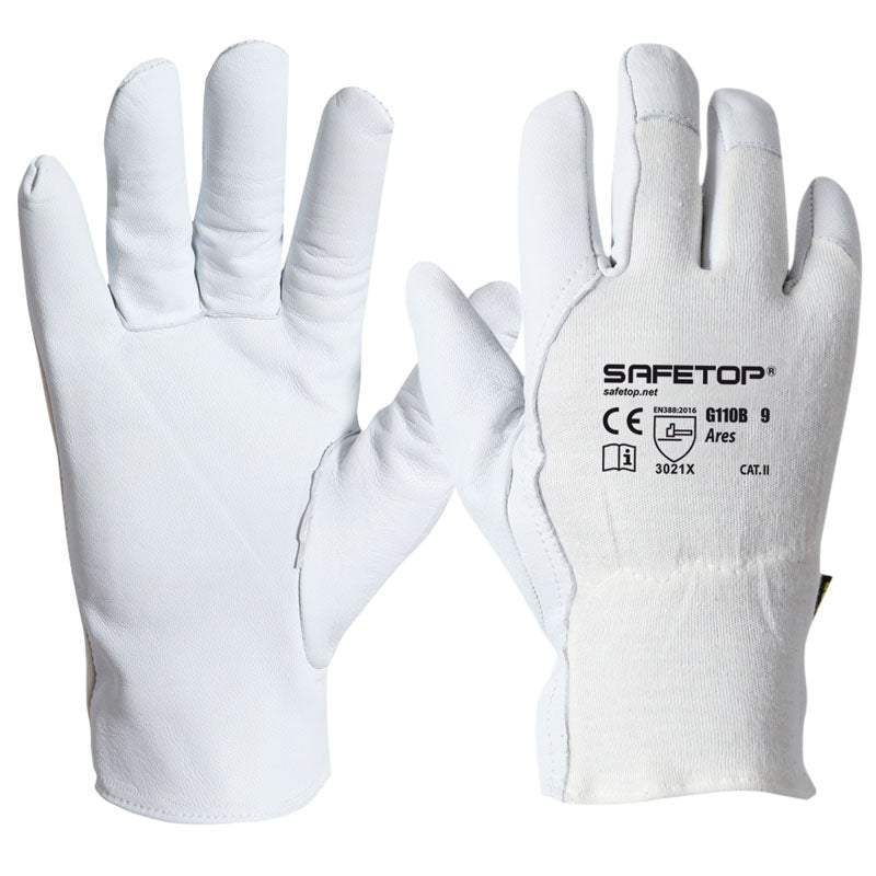 X12 GANTS COTON ET CUIR DE CHÈVRE, ARES (2,10€/U)