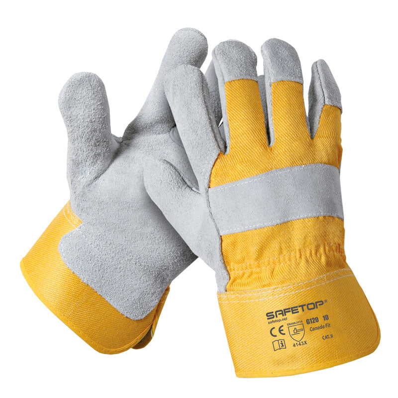 X12 GANTS MIXTE CUIR-TOILE, CANADA FIT (1,55€/U)