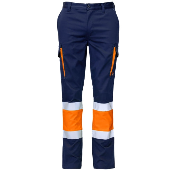 Image of PANTALON MULTI ELAST HV BICOLORE SLIM FI - 001#0014174 SEANA-BLEU-MARINE-JAUNE-FLUOR