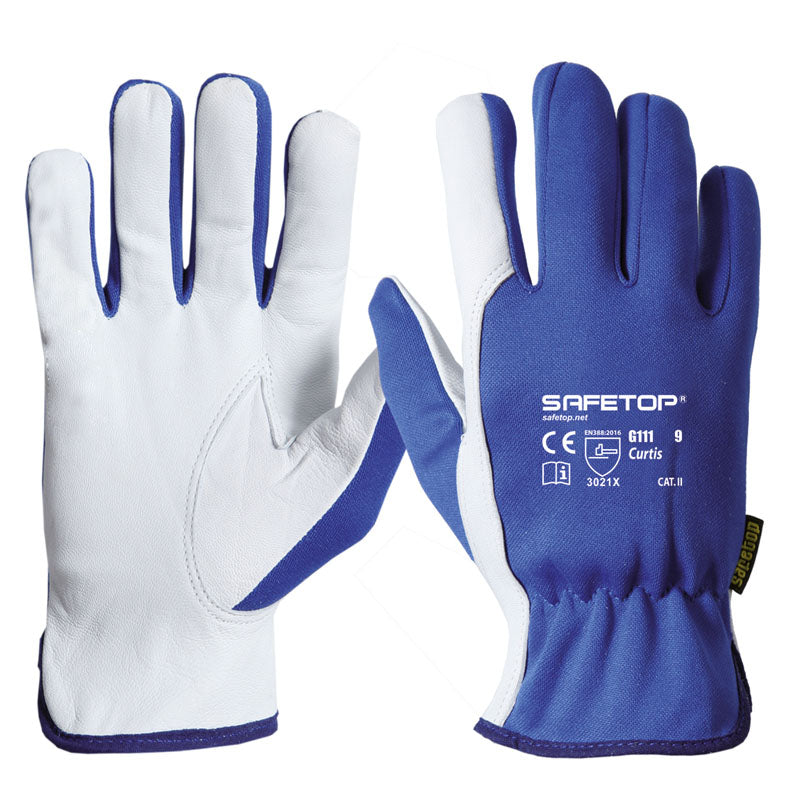 X12 GANTS POLYESTER CUIR DE CHÈVRE SUR LA PAUME, CURTIS (2,50€/U)