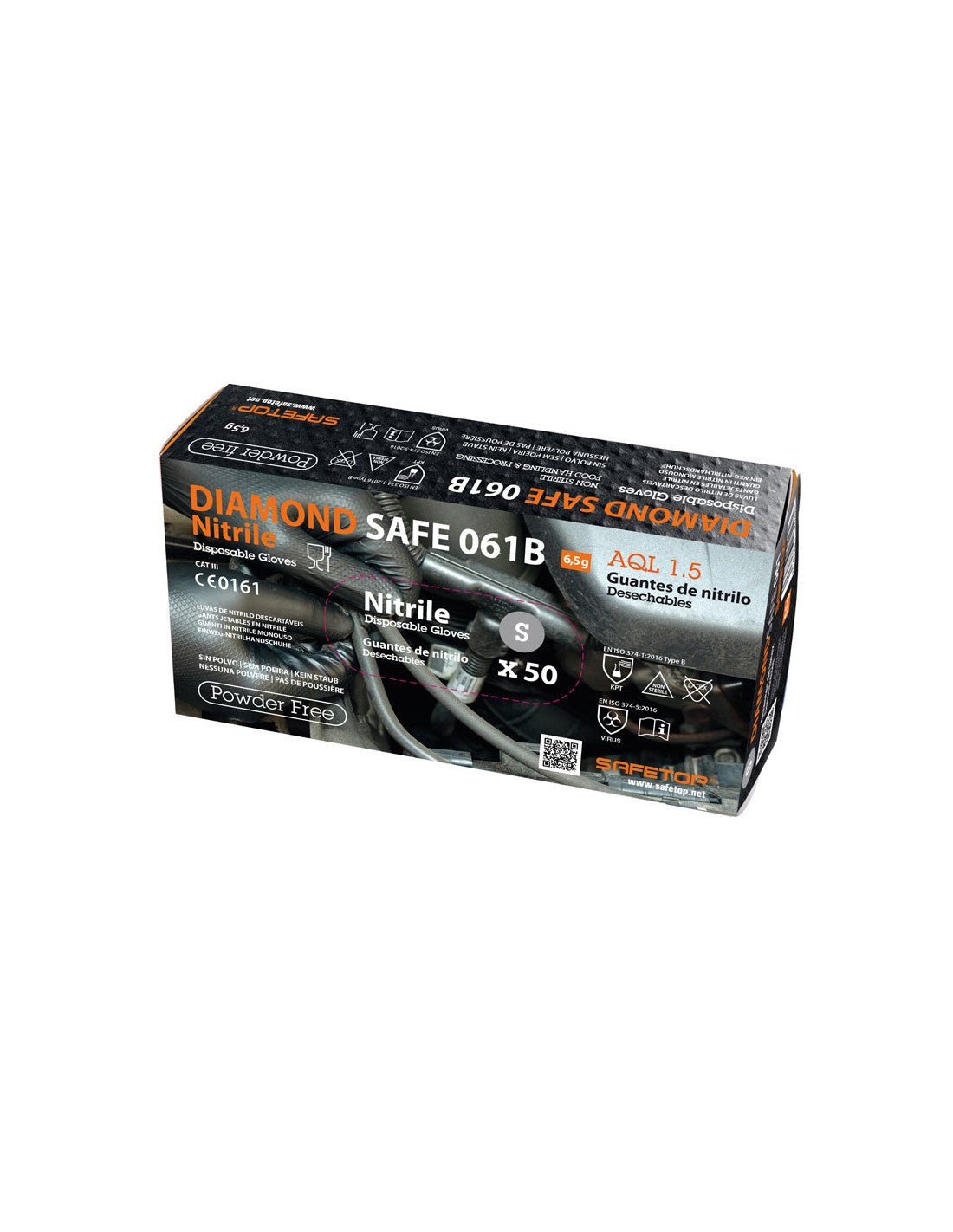 BTE 50 GANTS JETABLES EN NITRILE CHIMIQUE, DIAMOND SAFE 061B