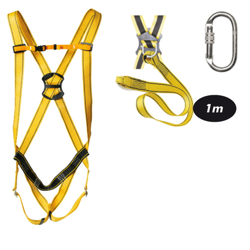KIT HARNAIS + LONGE 1M + MOUSQUETON, ELBRUS 51