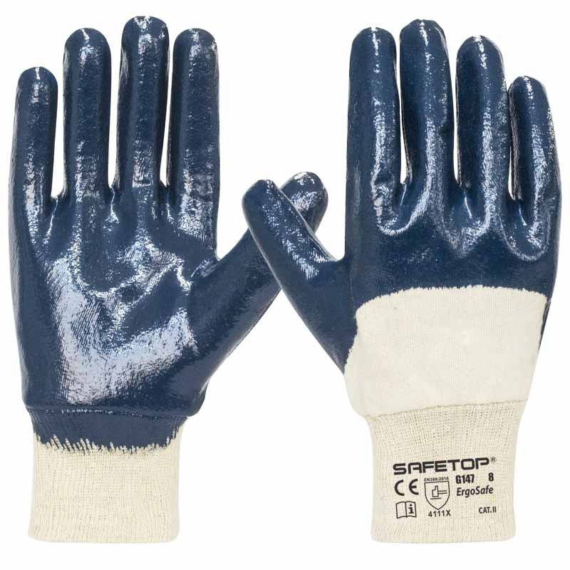 X12 GANTS 3/4 ENDUIT NITRILE SUR COTON, ERGOSAFE (1,33€/U)